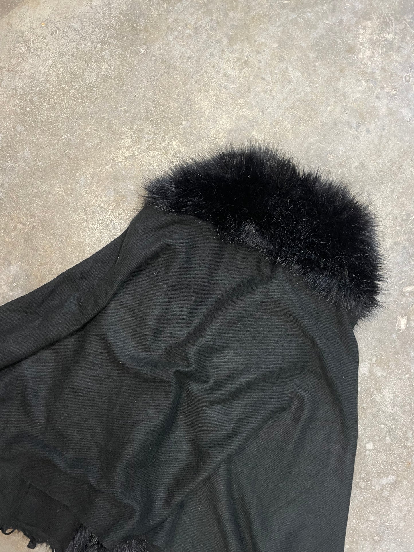 Poncho With a Faux Fur Collar