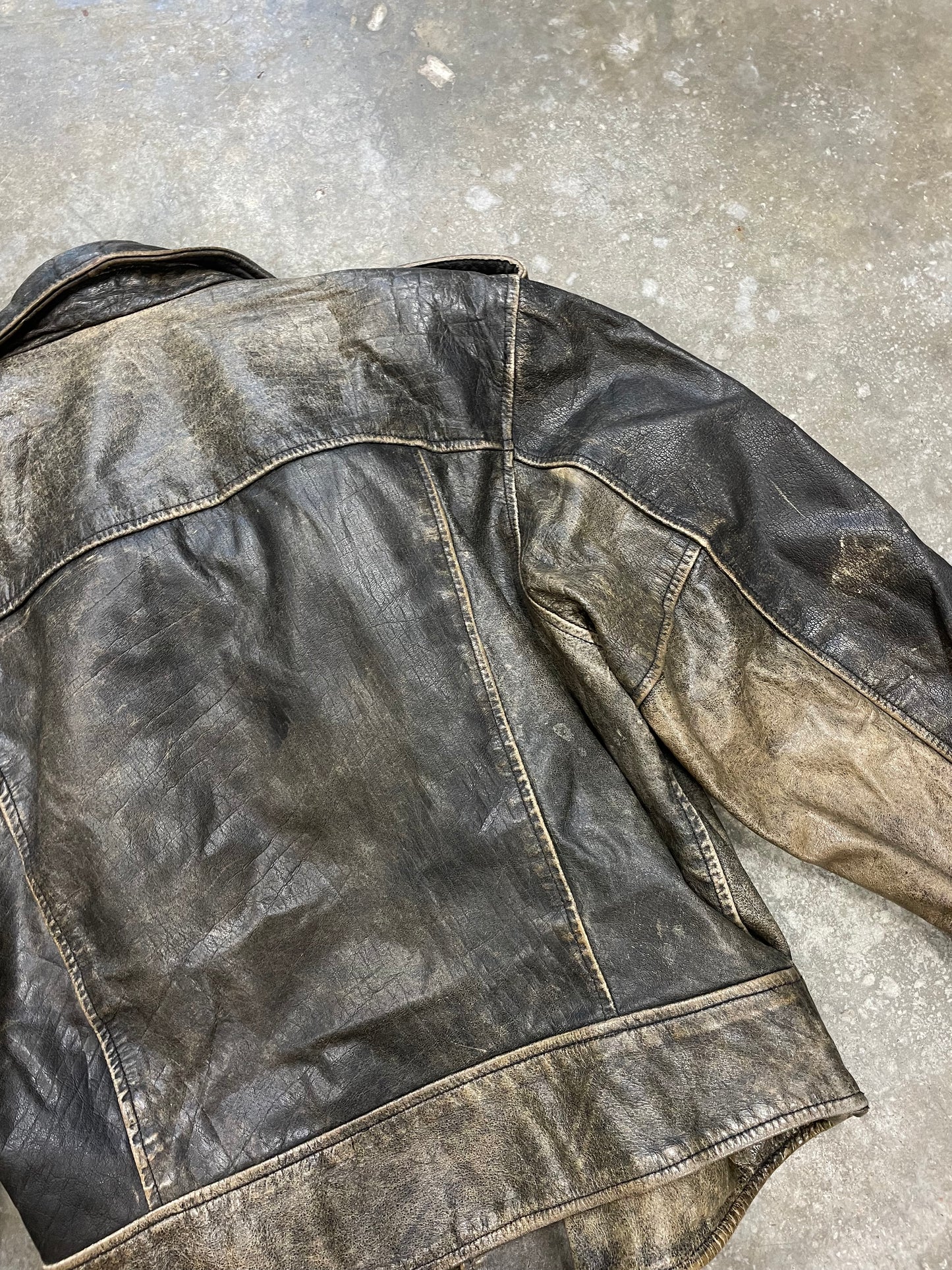Rustic Leather Biker Jacket