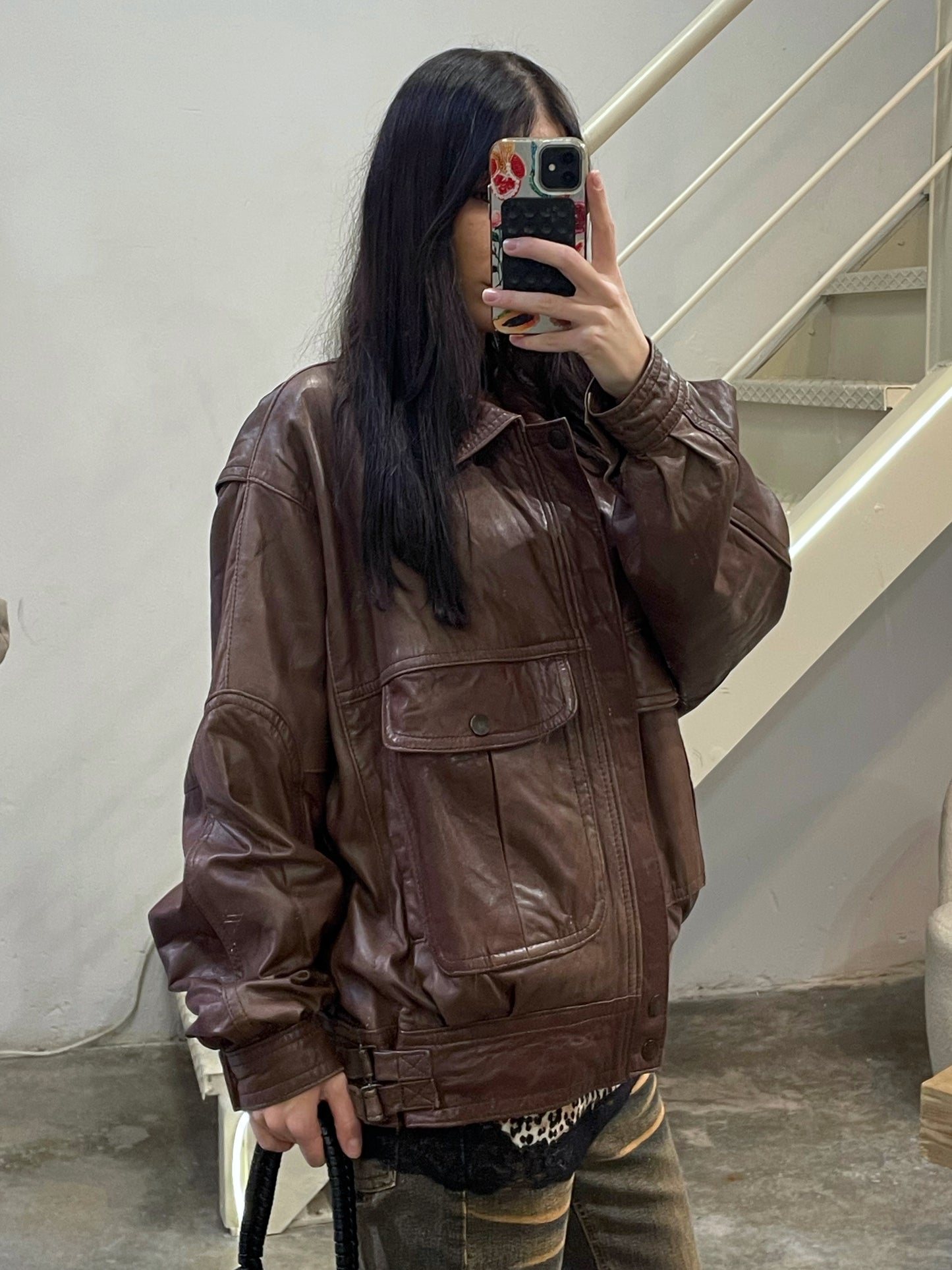 Natural Leather Vintage Bomber