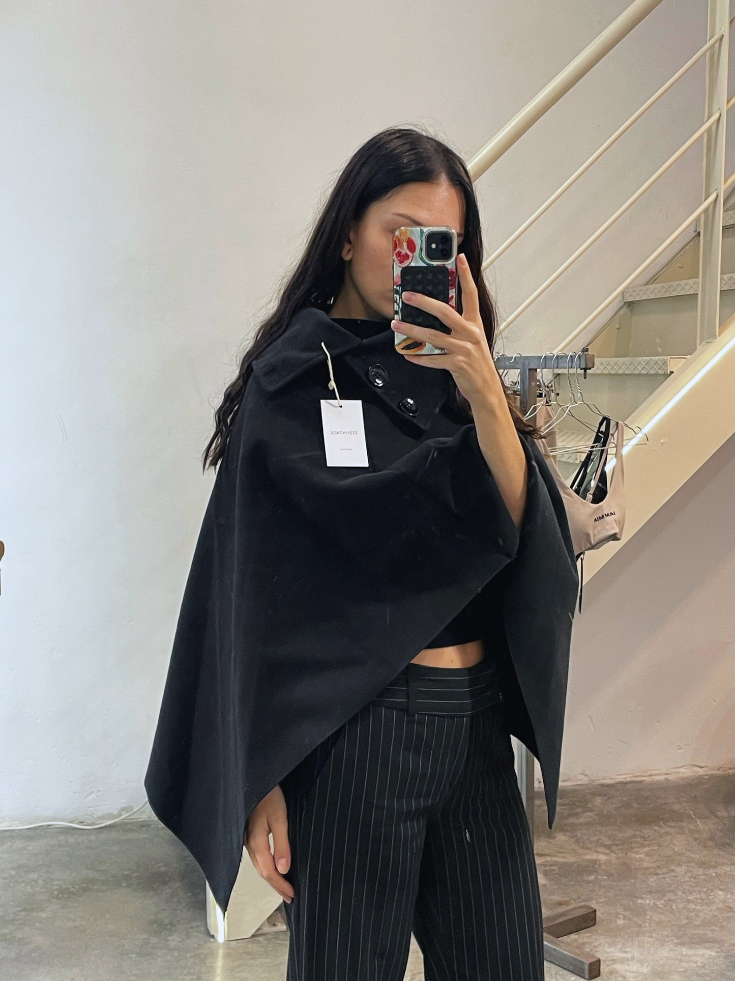 Poncho With Buttons On The Collar