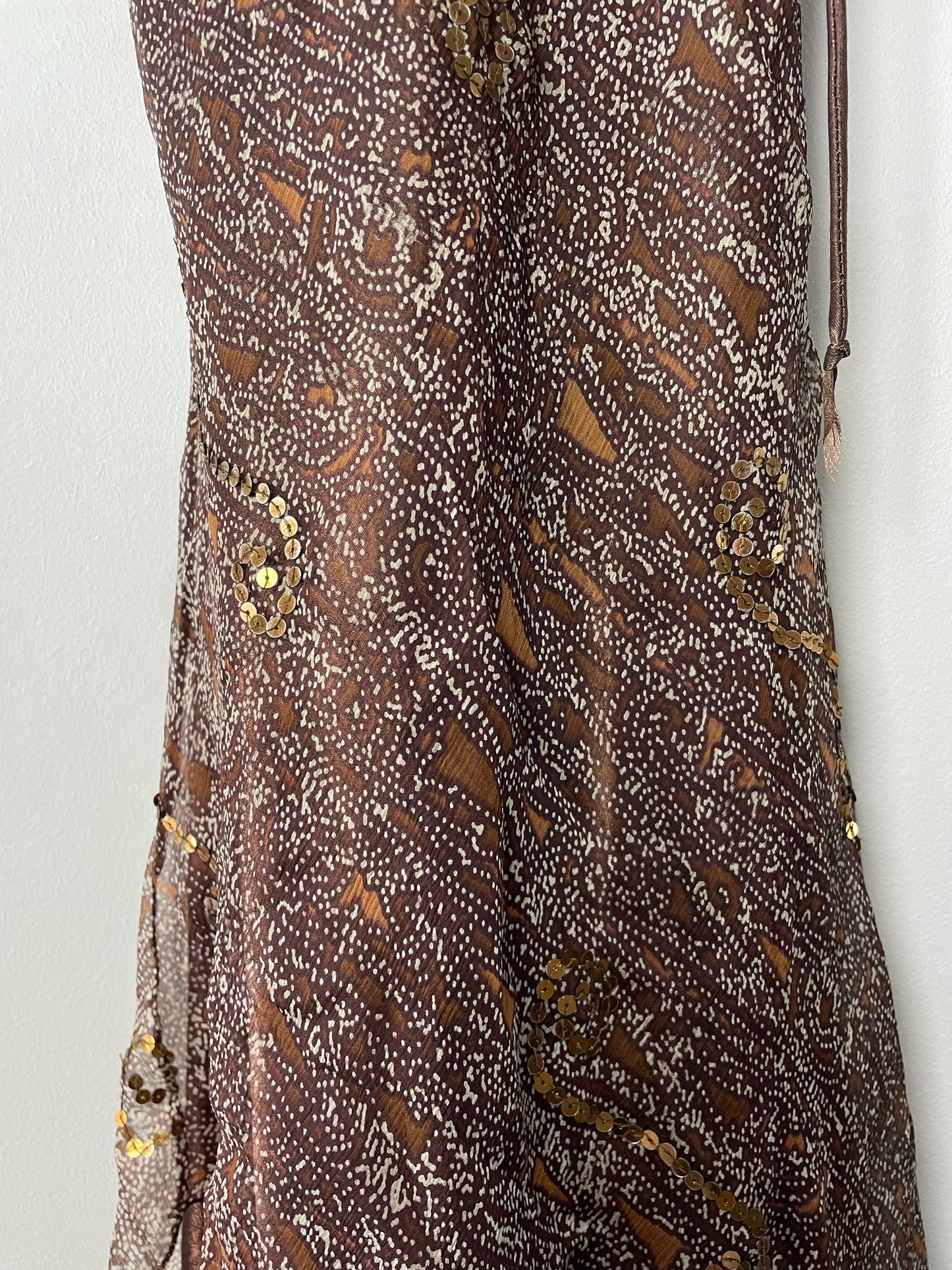 Vintage Evening Dress with Asymmetrical Silk Overlay