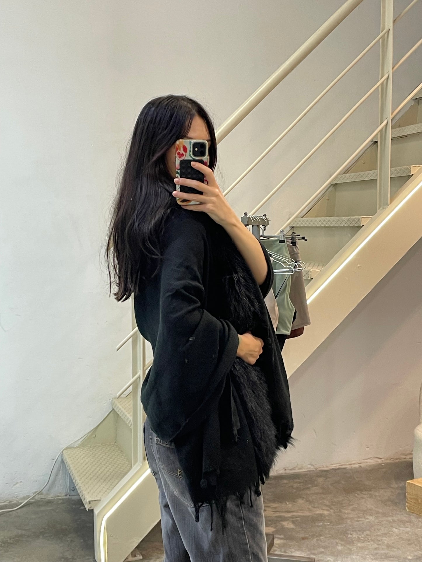 Poncho With a Faux Fur Collar