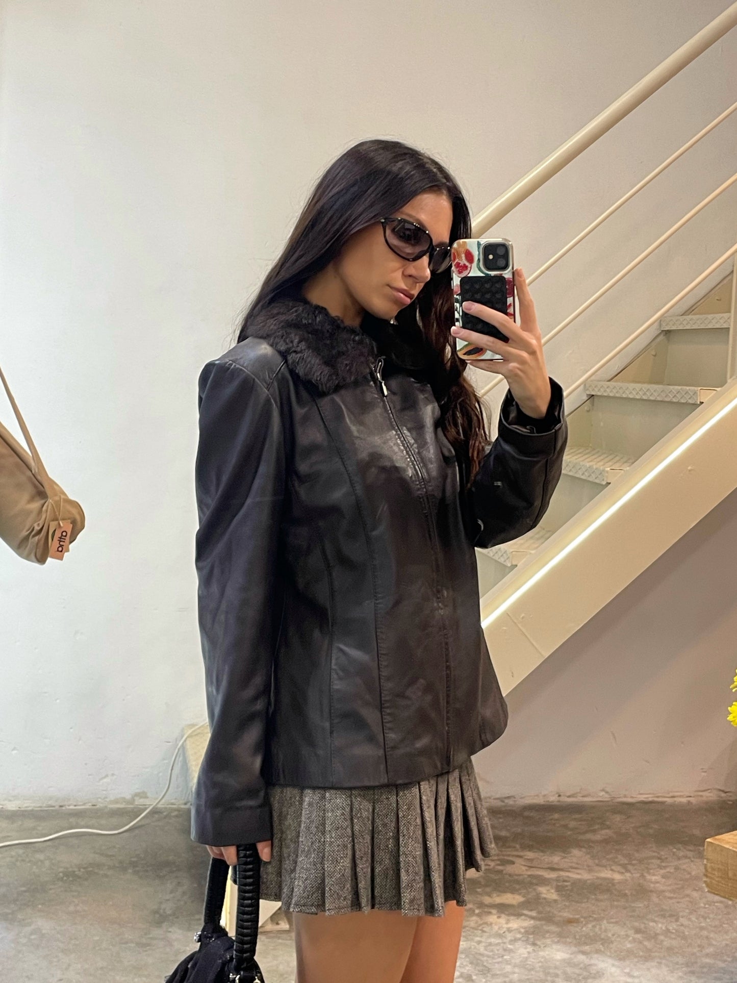 Leather Jacket With a Fur Collar