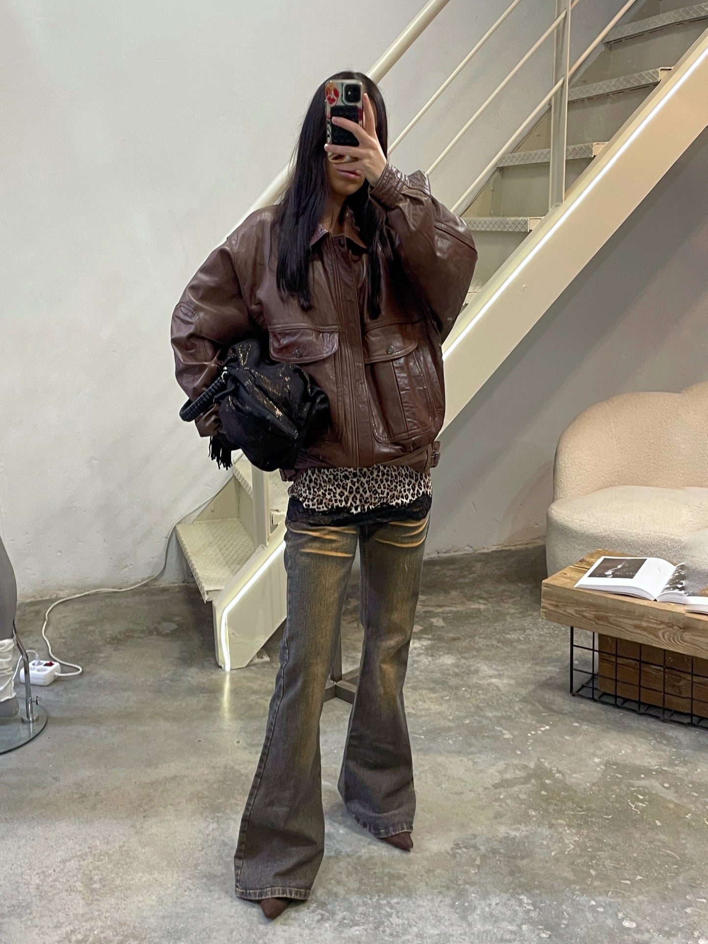 Natural Leather Vintage Bomber