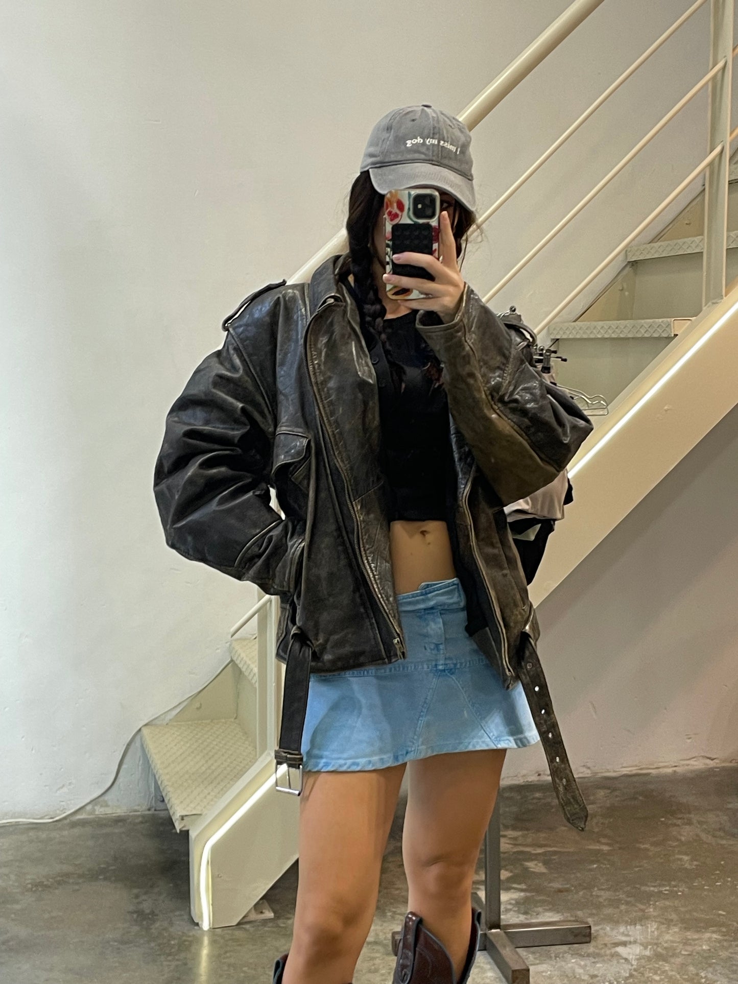 Rustic Leather Biker Jacket