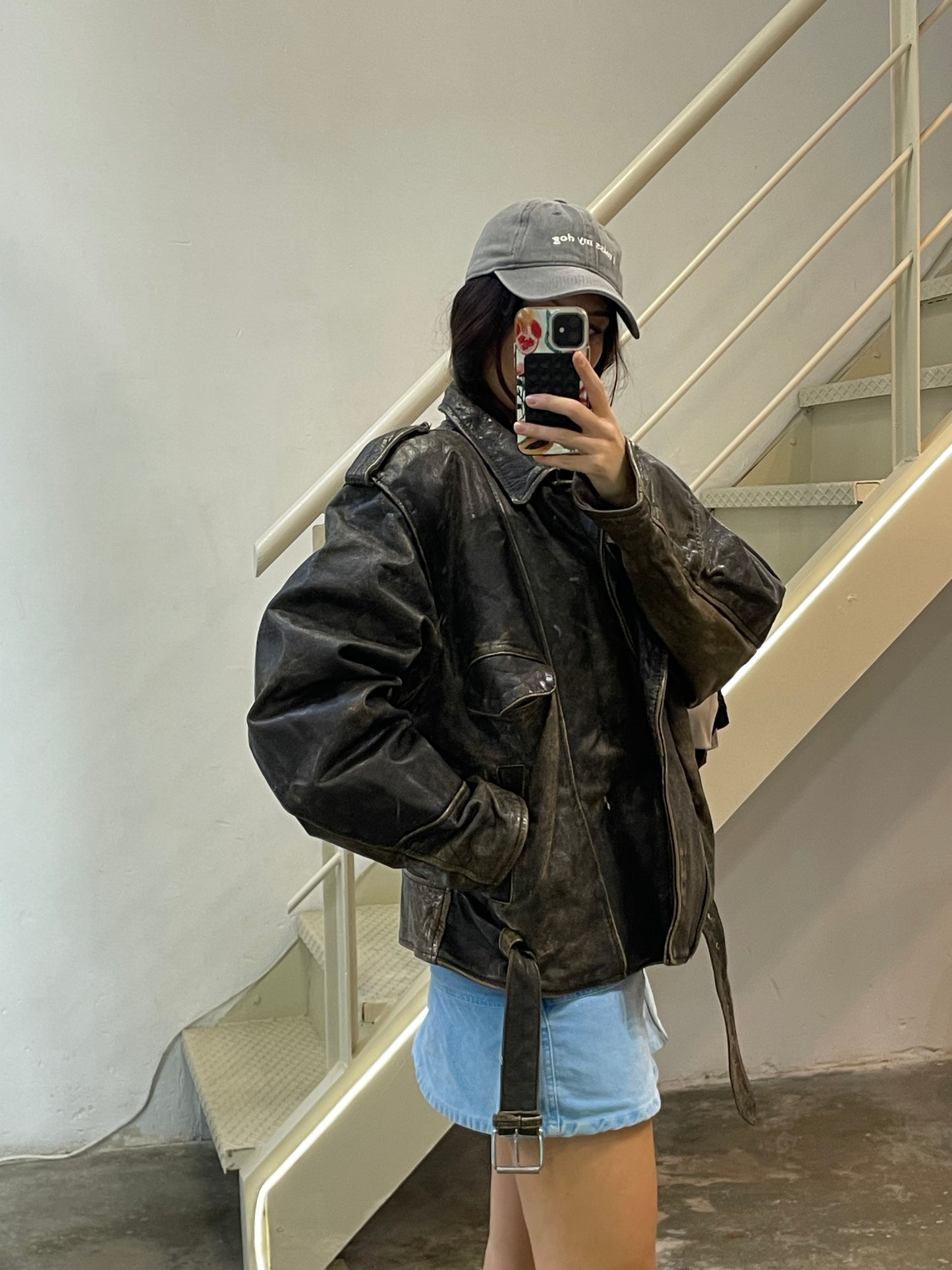 Rustic Leather Biker Jacket