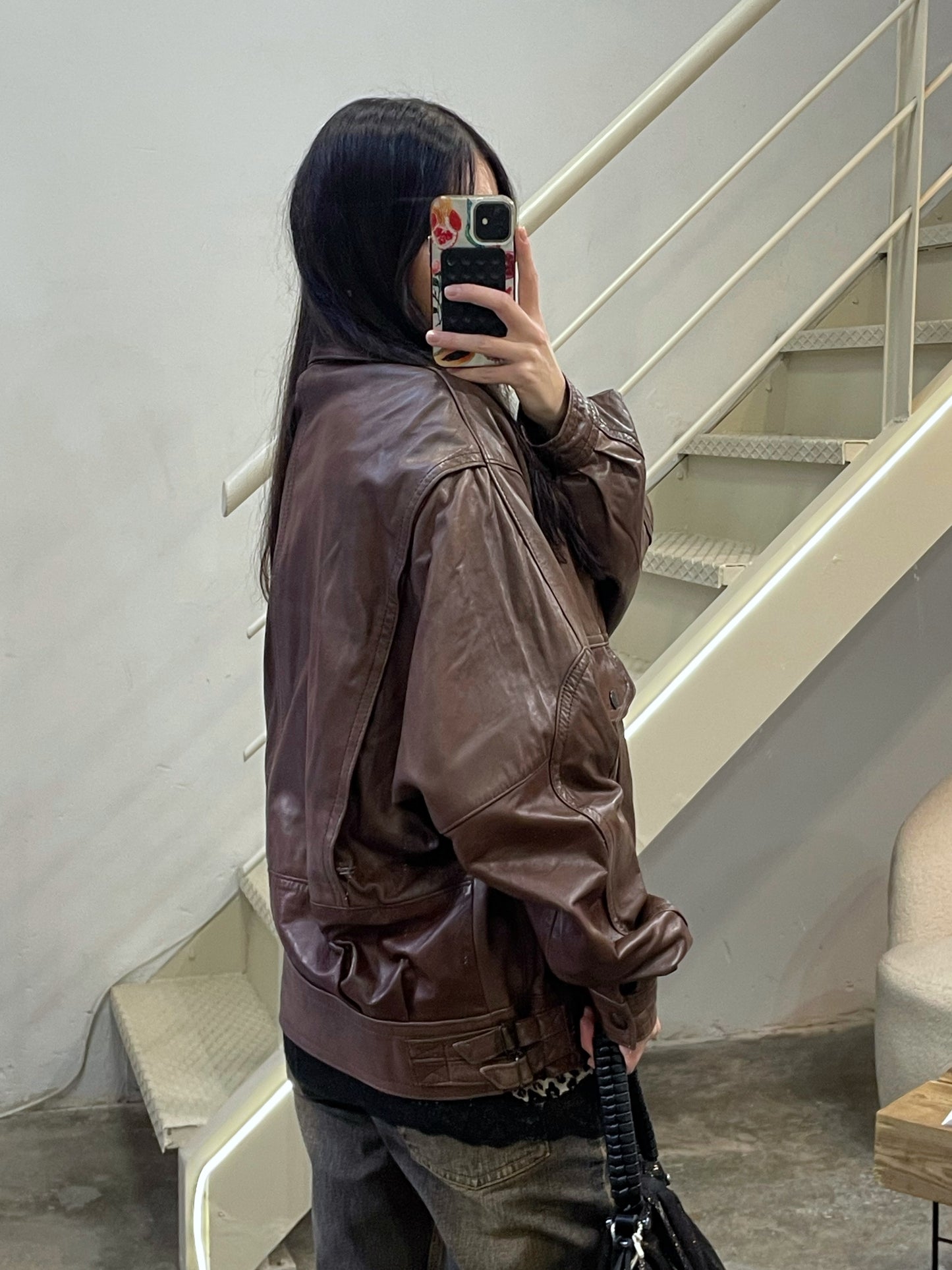 Natural Leather Vintage Bomber