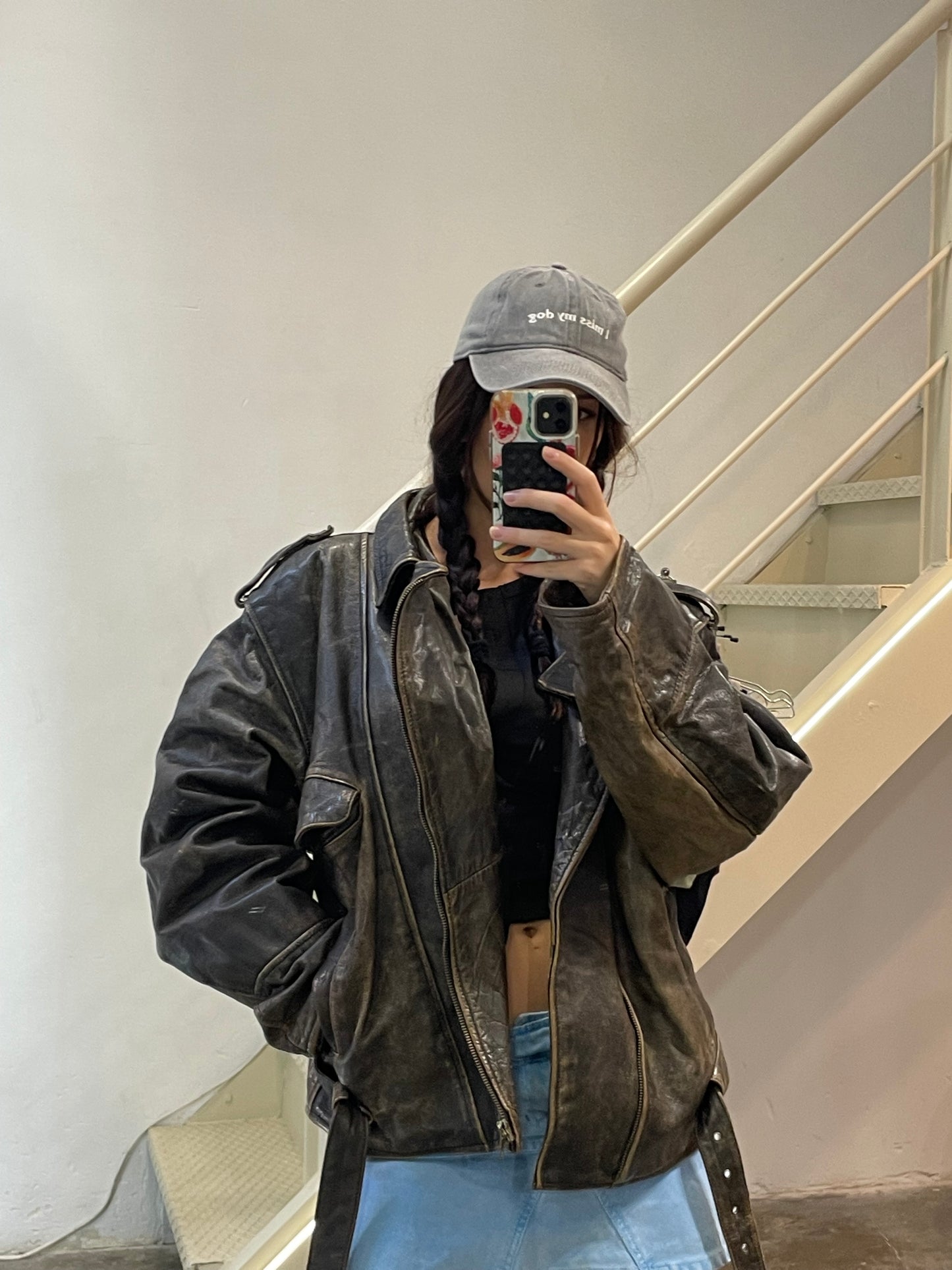 Rustic Leather Biker Jacket