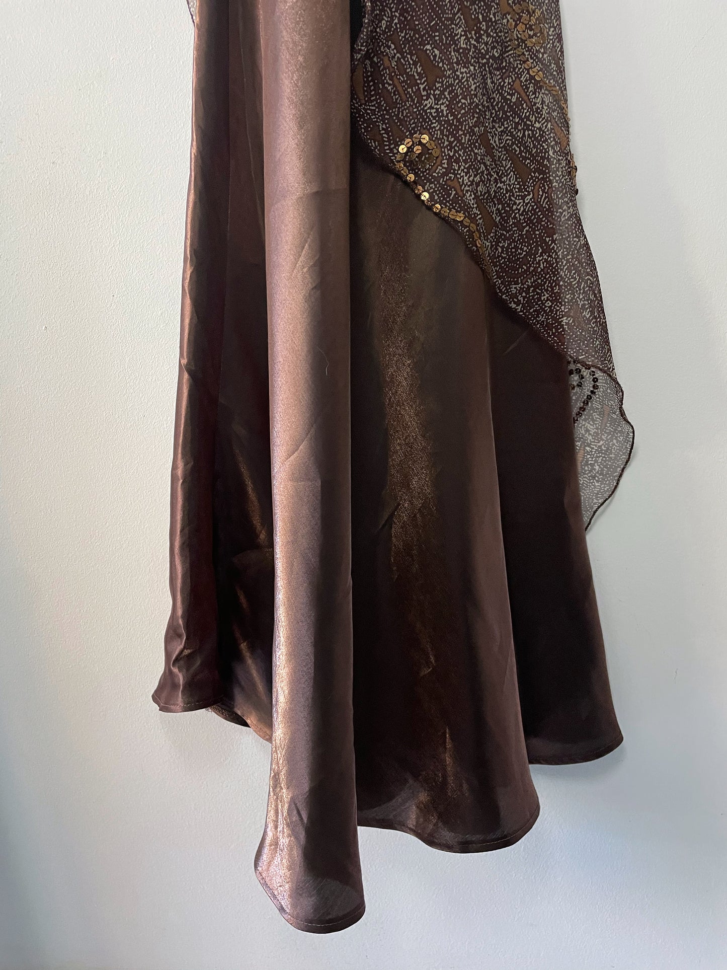Vintage Evening Dress with Asymmetrical Silk Overlay