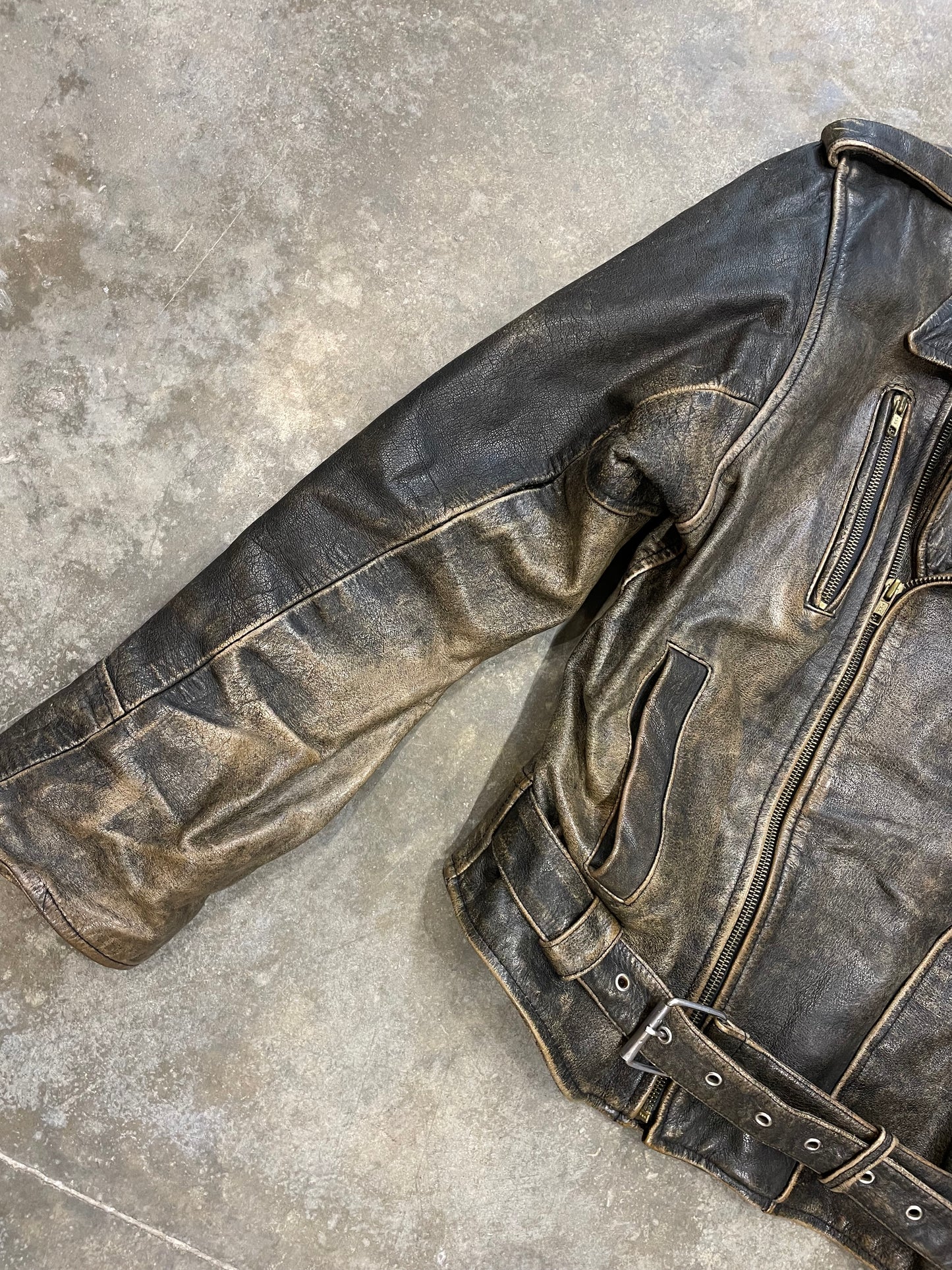 Rustic Leather Biker Jacket