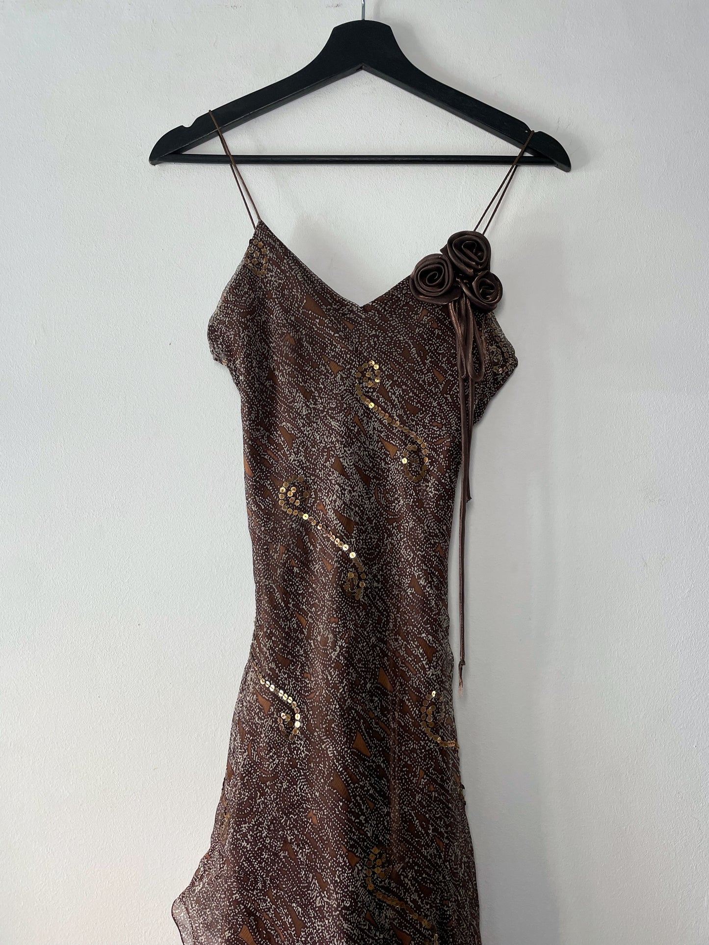 Vintage Evening Dress with Asymmetrical Silk Overlay