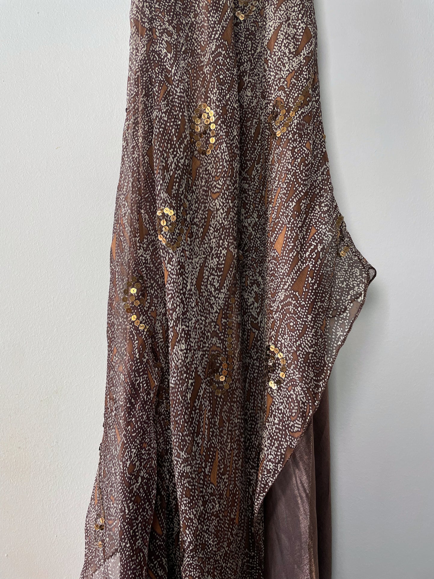 Vintage Evening Dress with Asymmetrical Silk Overlay