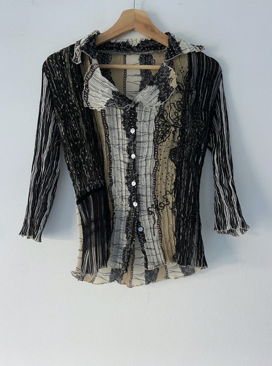 Shirt With Lace And Embroidery
