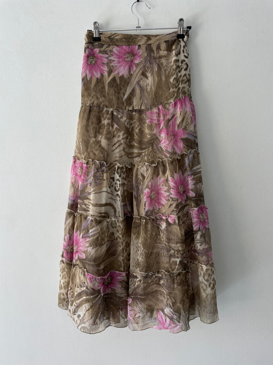 Boho Floral Tiered Maxi Skirt