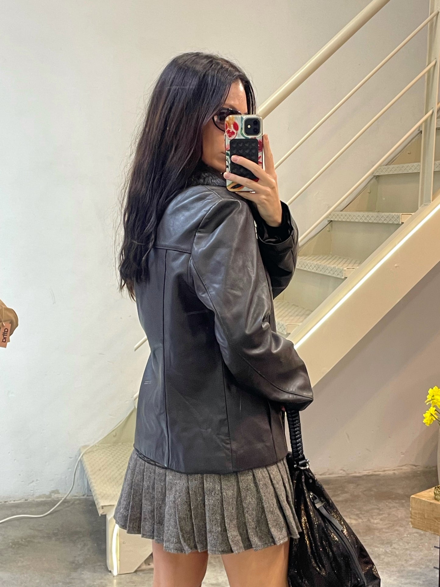 Leather Jacket With a Fur Collar