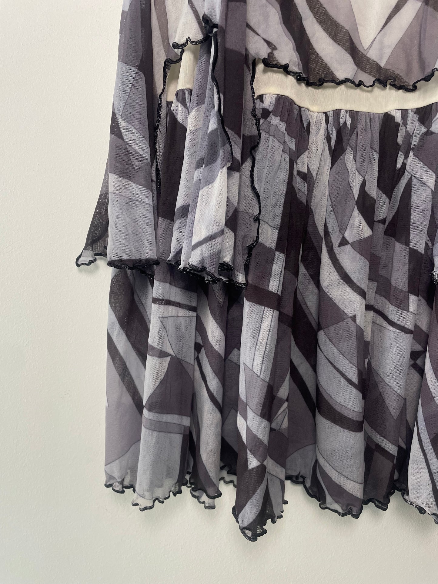 Geometric Mesh Midi Skirt