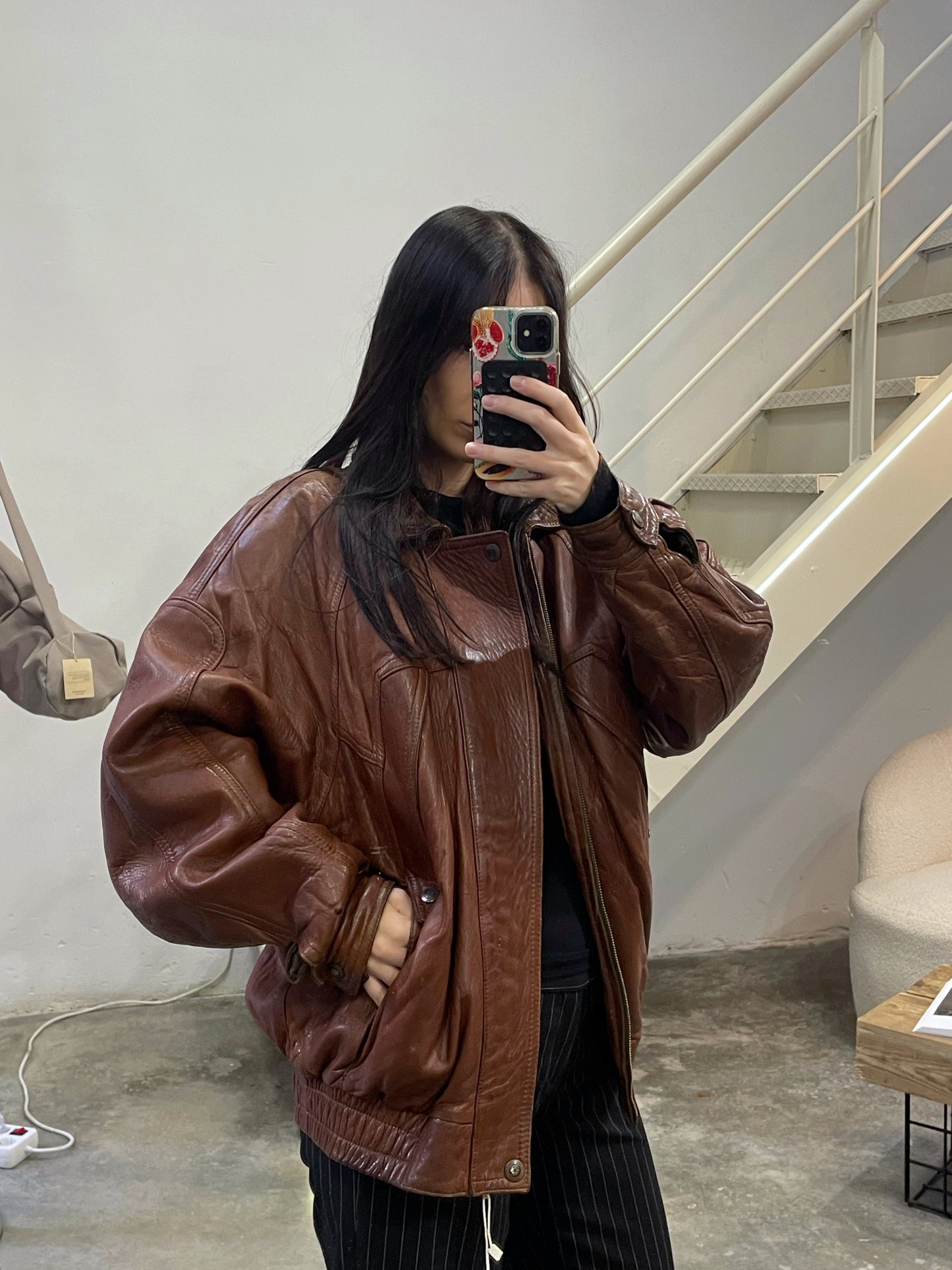 Natural Leather Vintage Bomber