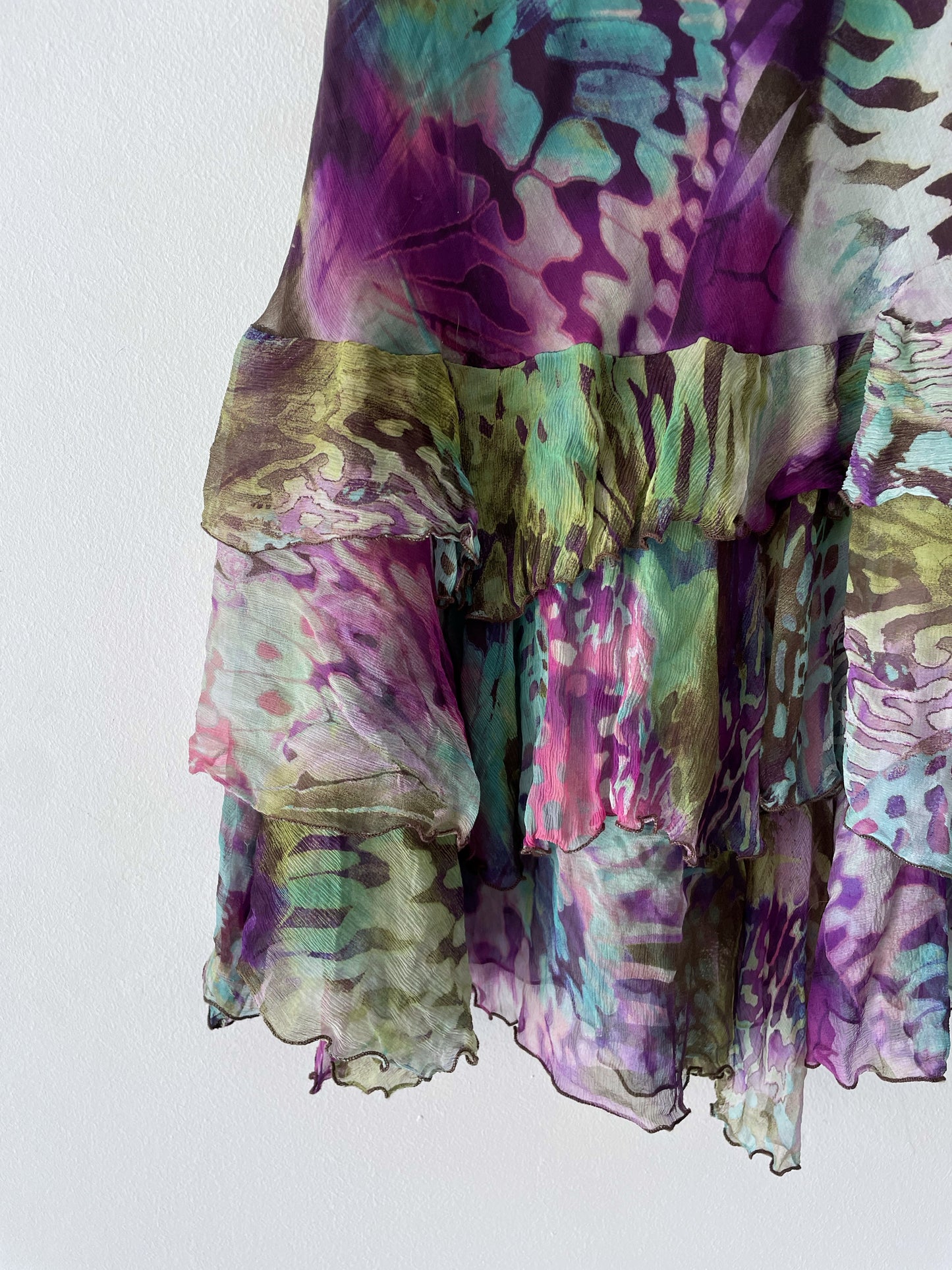Multicolor Ruffled Silk Dress