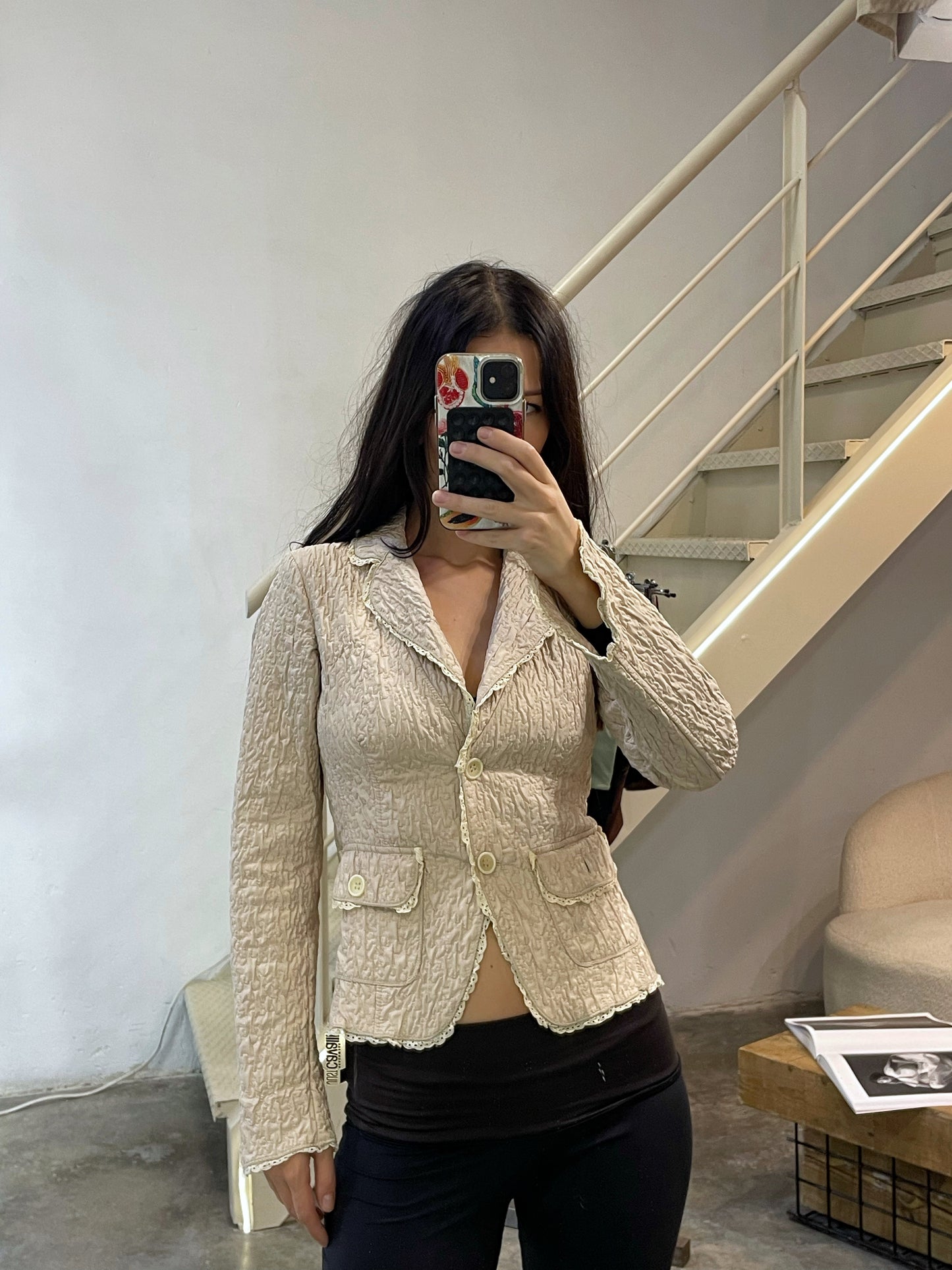 Textured Blouse-Style Jacket