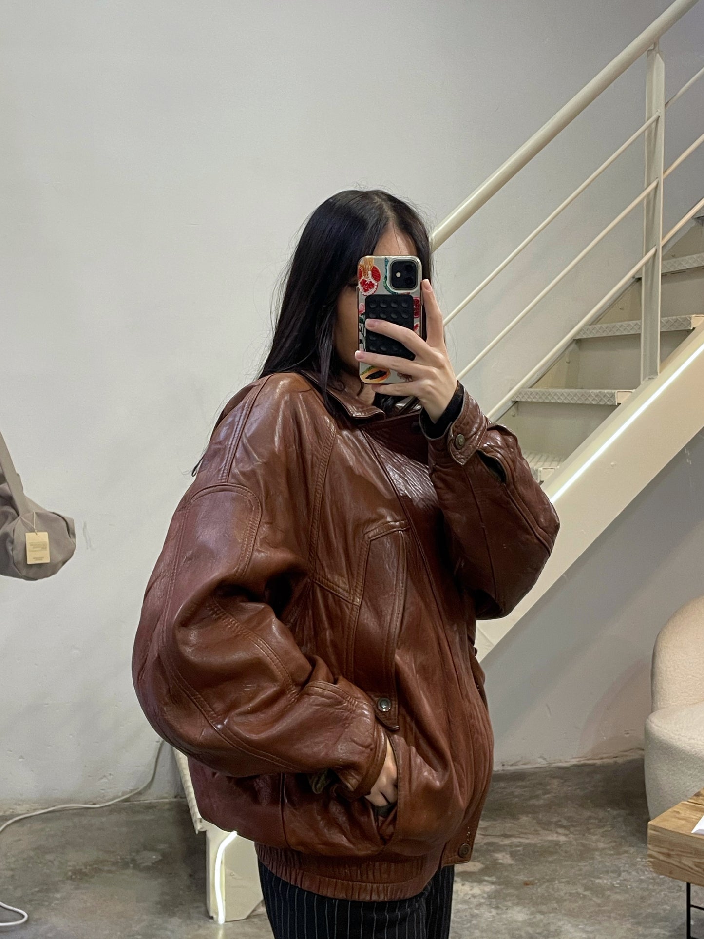 Natural Leather Vintage Bomber