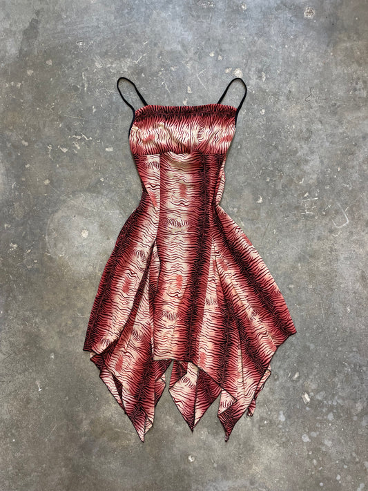 Mesh Printed Handkerchief Dress