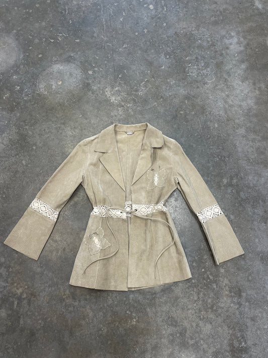Suede Jacket With Crochet Details