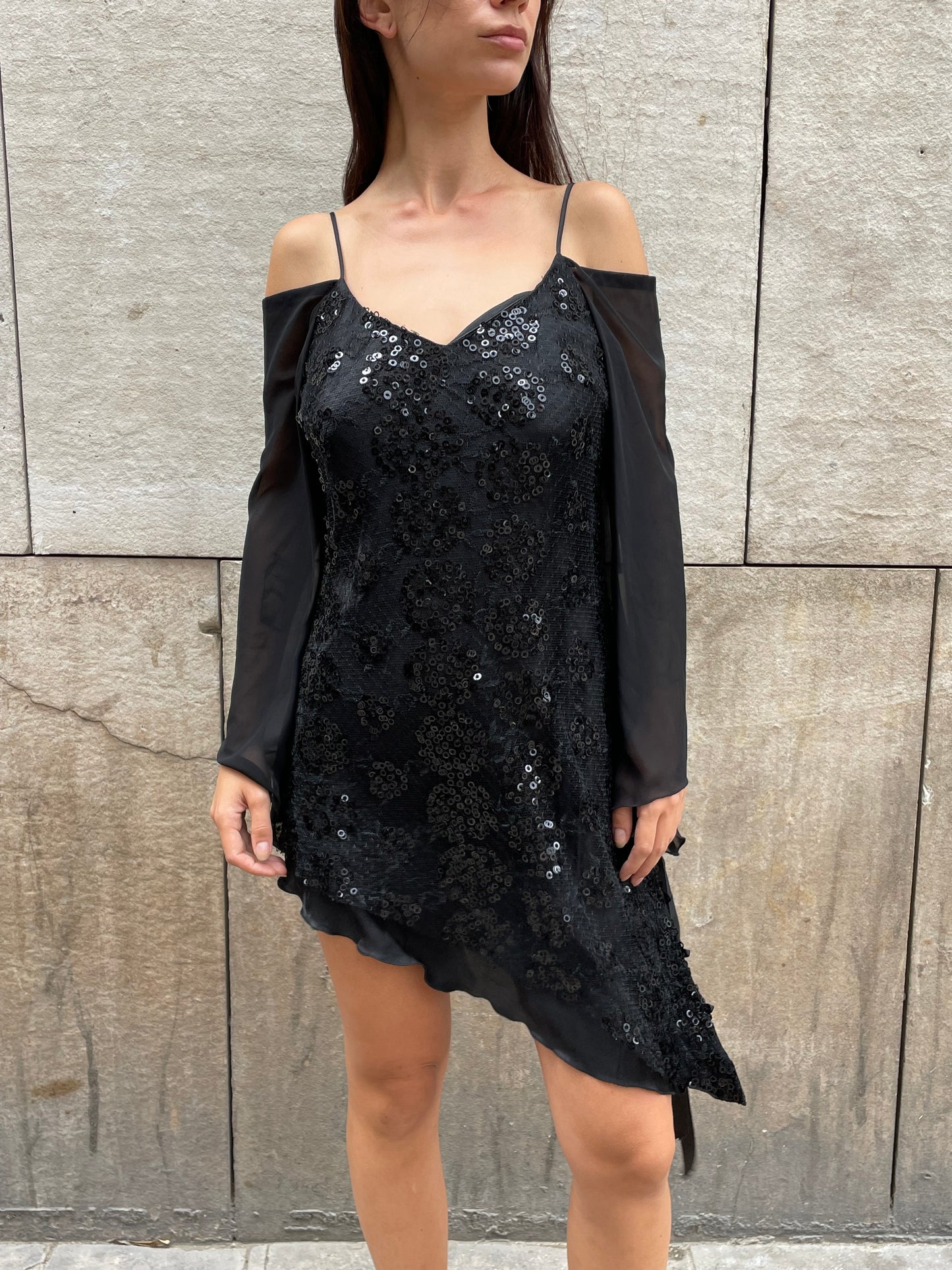 Asymmetrical Sequins Dress