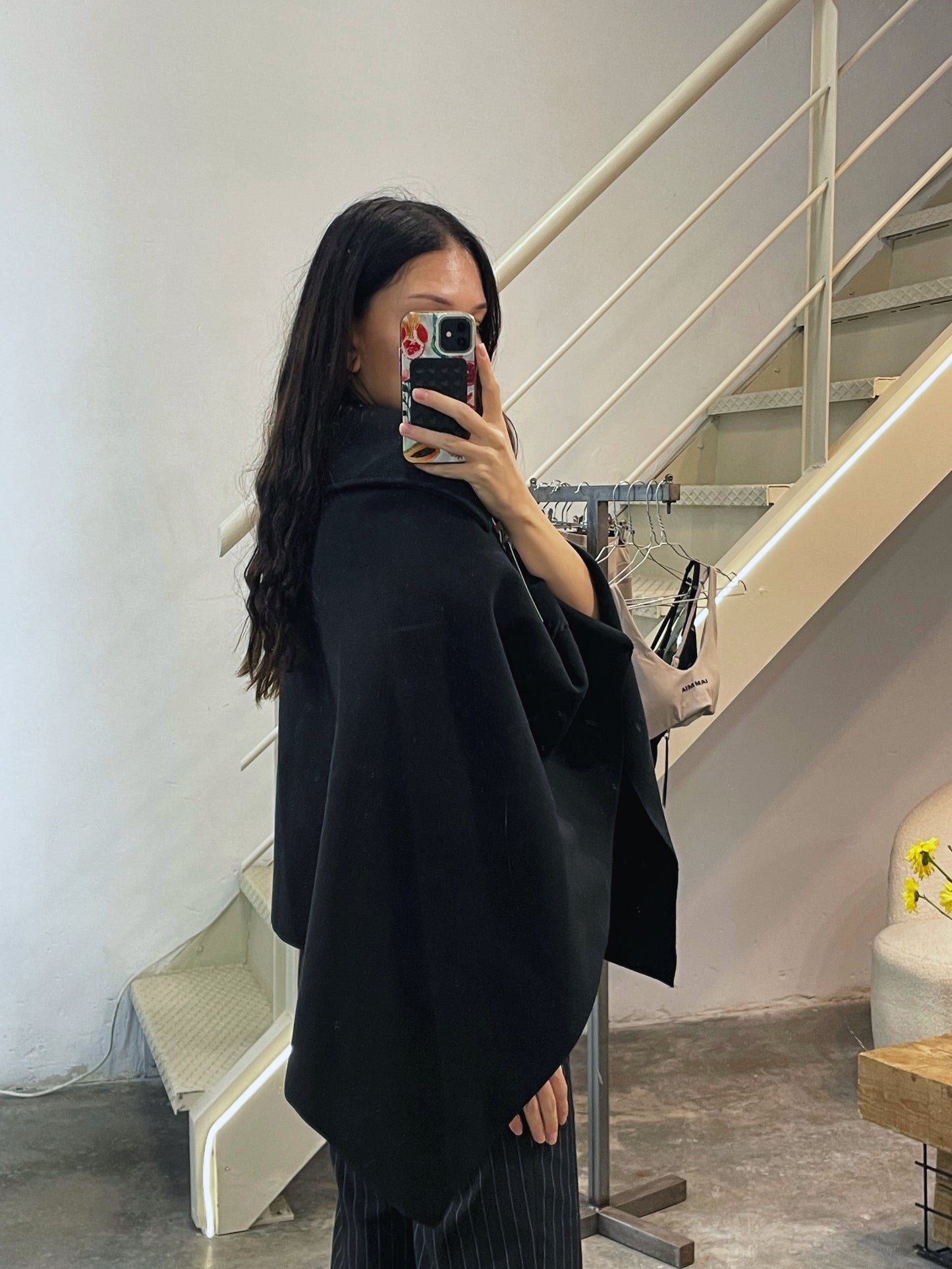 Poncho With Buttons On The Collar