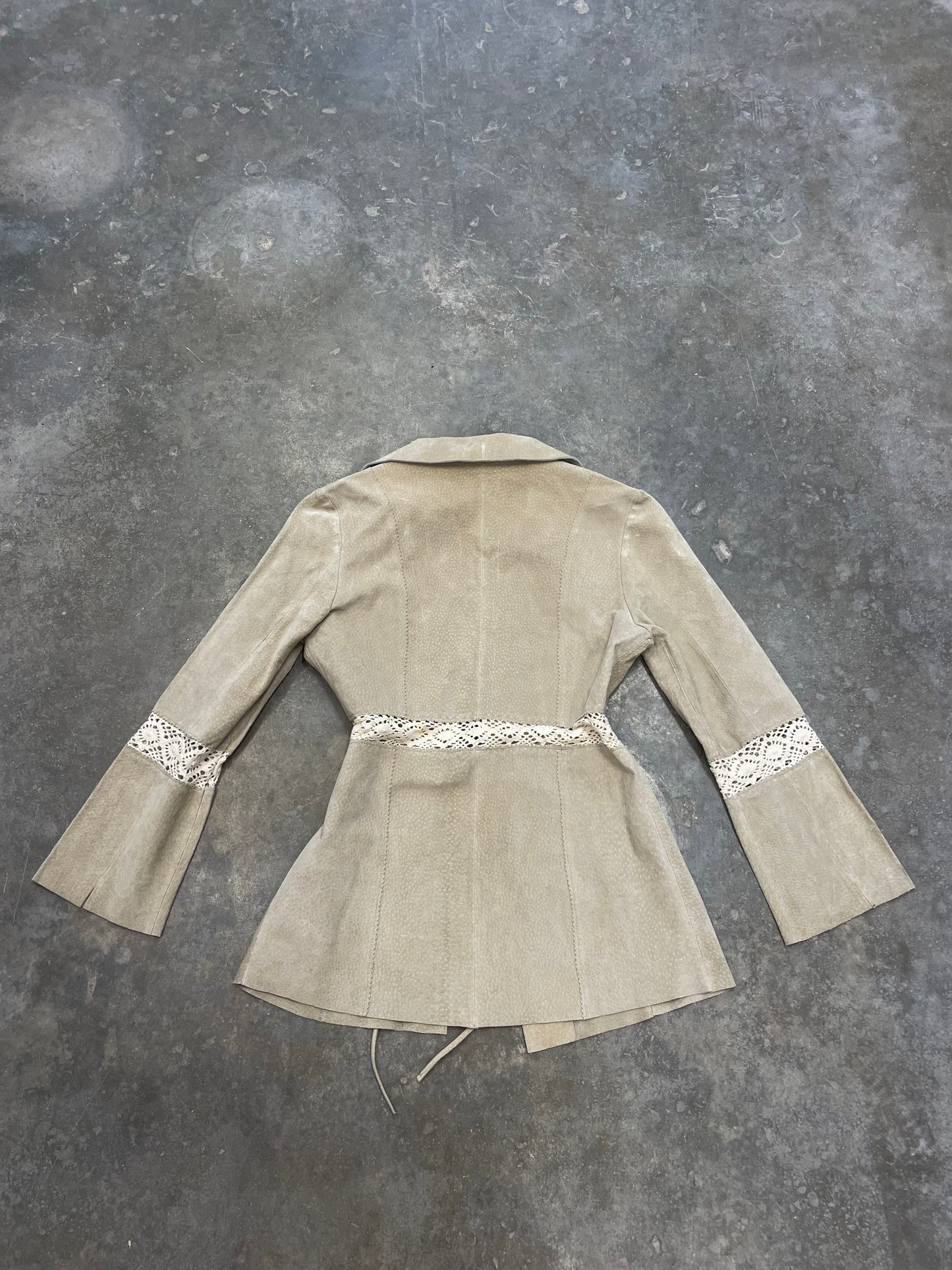 Suede Jacket With Crochet Details