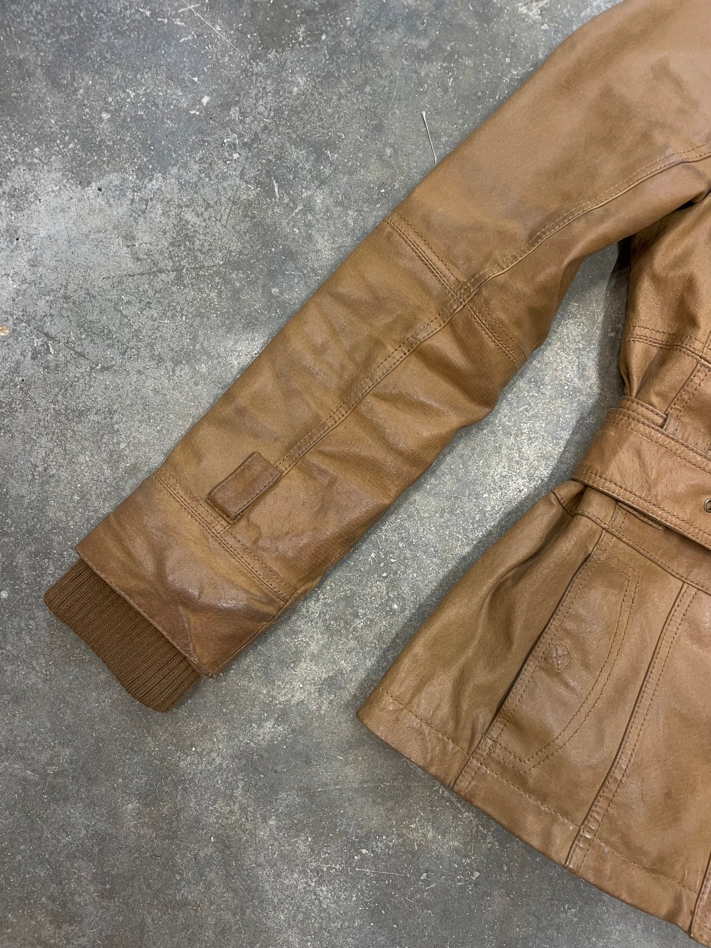 Natural Leather Jacket With Belt