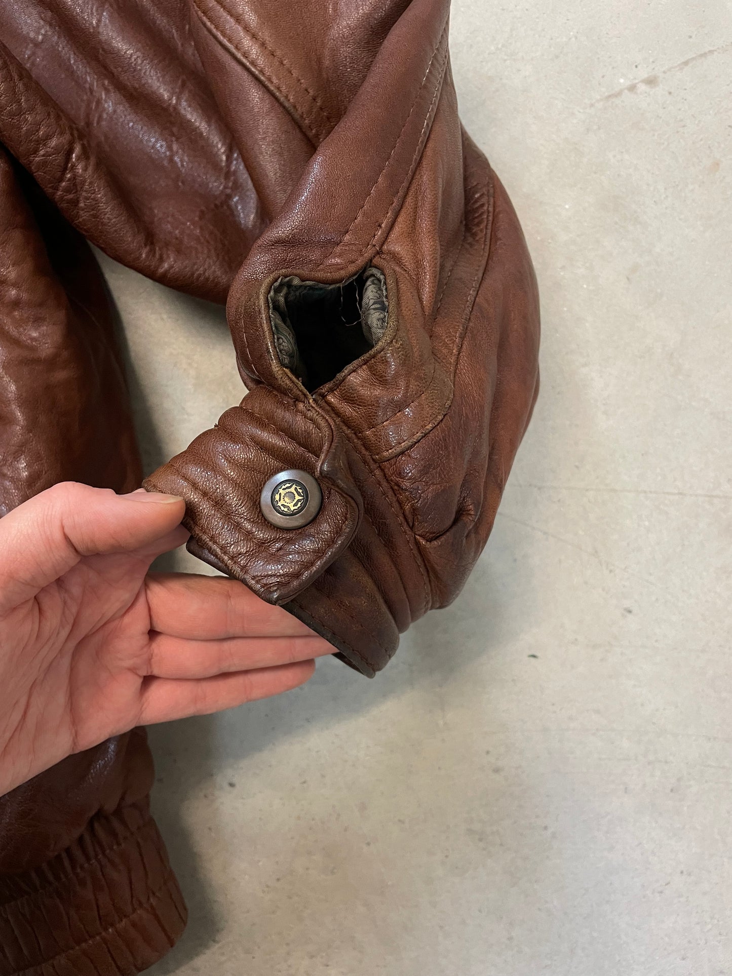 Natural Leather Vintage Bomber