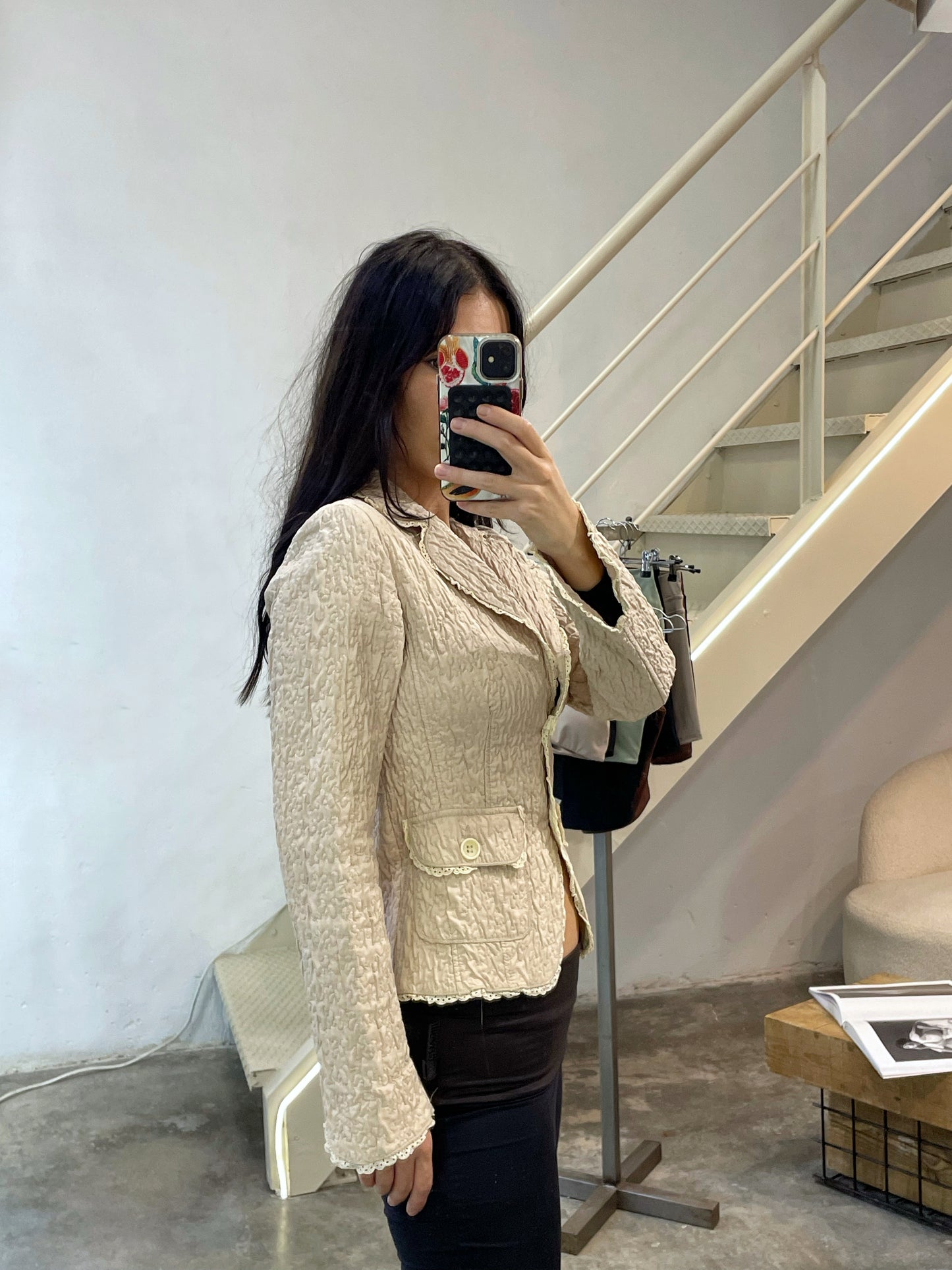 Textured Blouse-Style Jacket