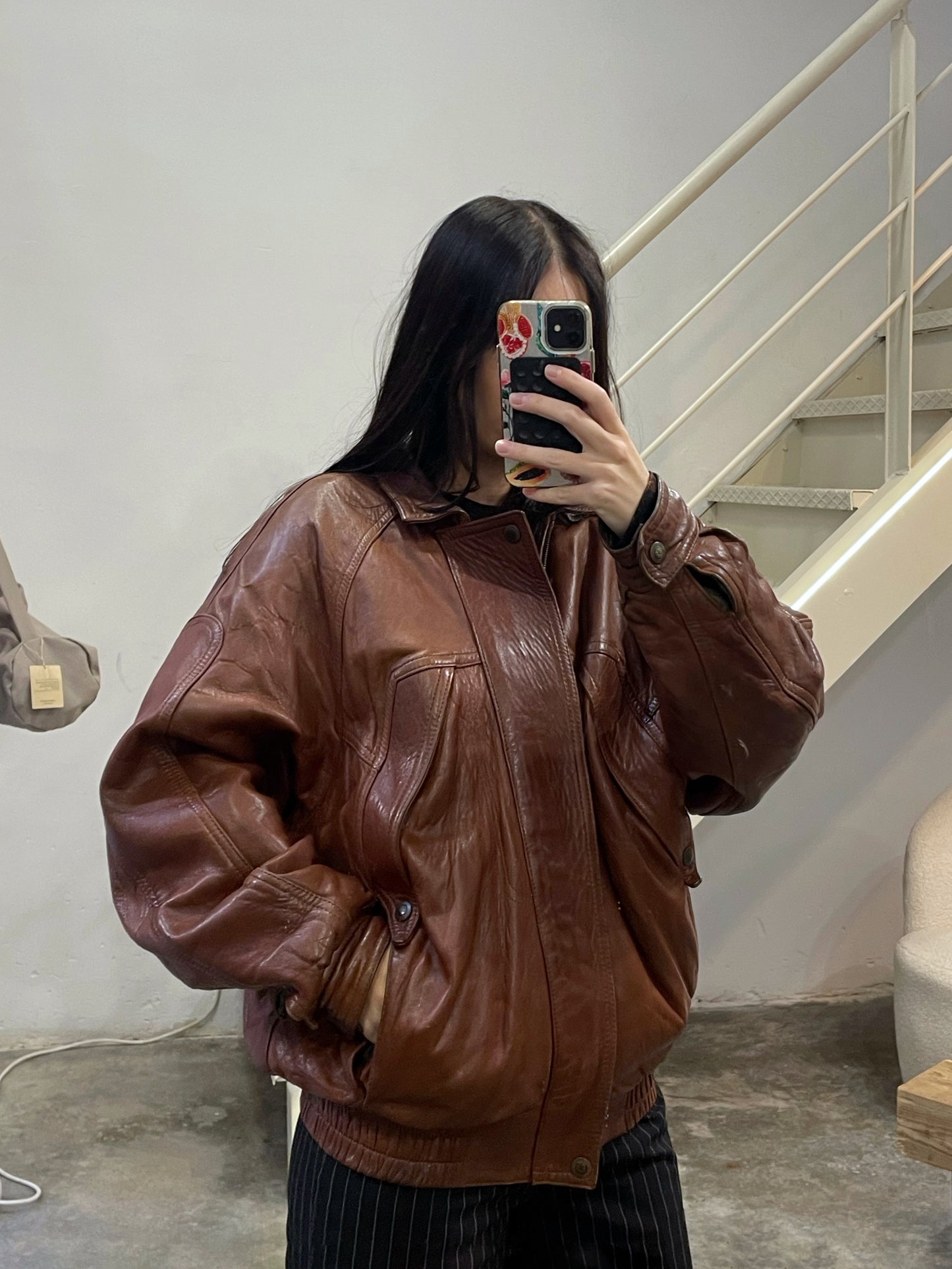 Natural Leather Vintage Bomber
