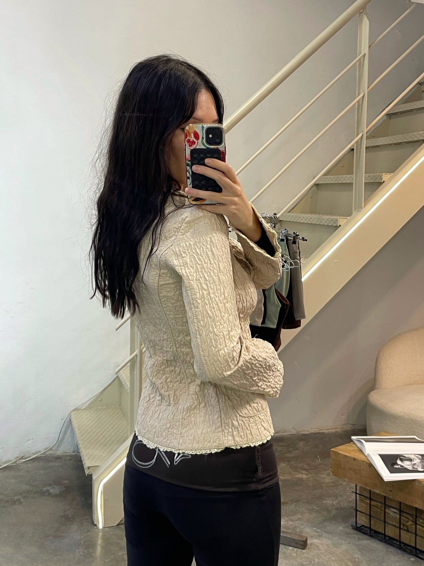 Textured Blouse-Style Jacket