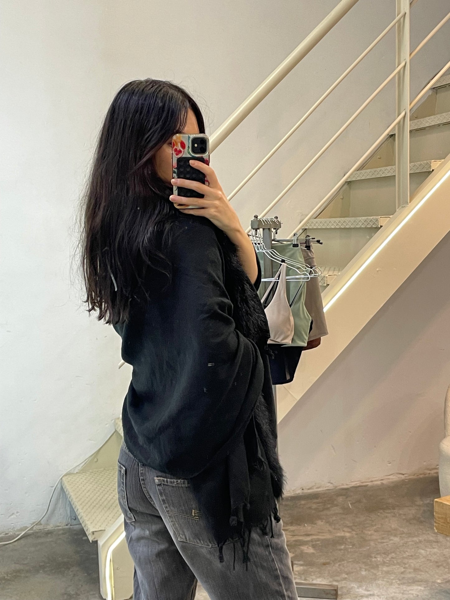 Poncho With a Faux Fur Collar