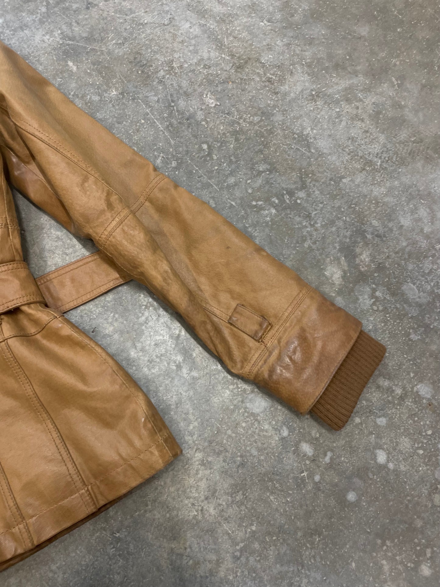 Natural Leather Jacket With Belt