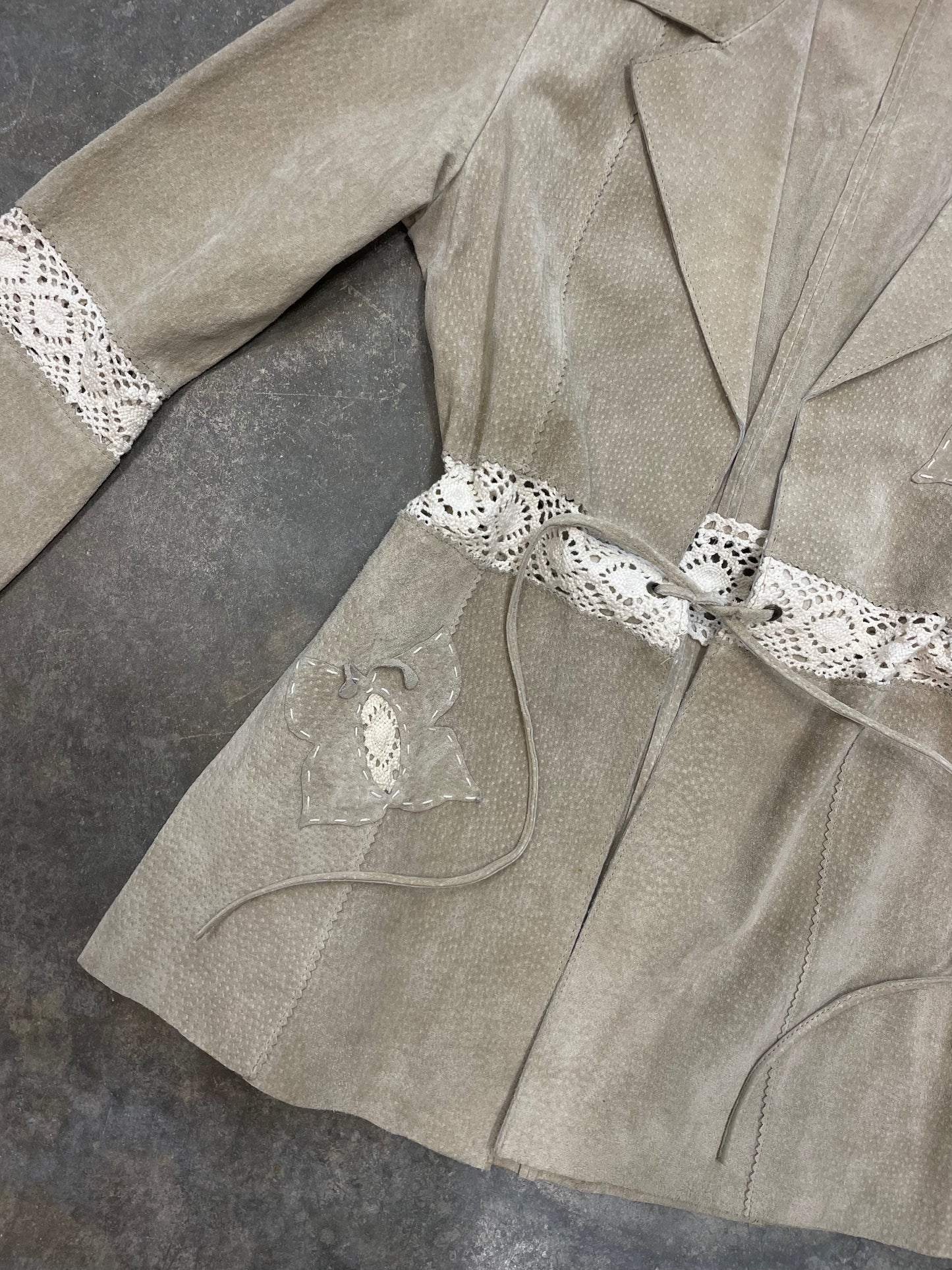 Suede Jacket With Crochet Details