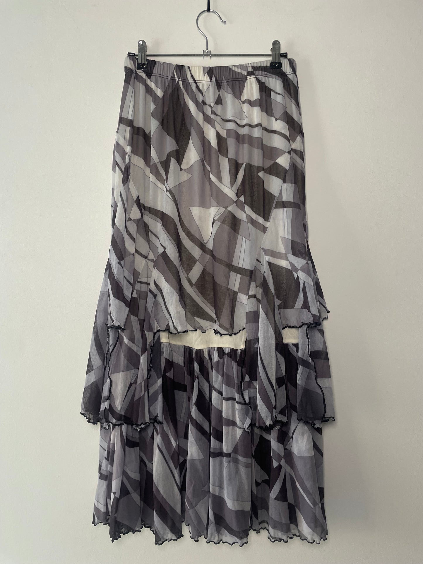 Geometric Mesh Midi Skirt