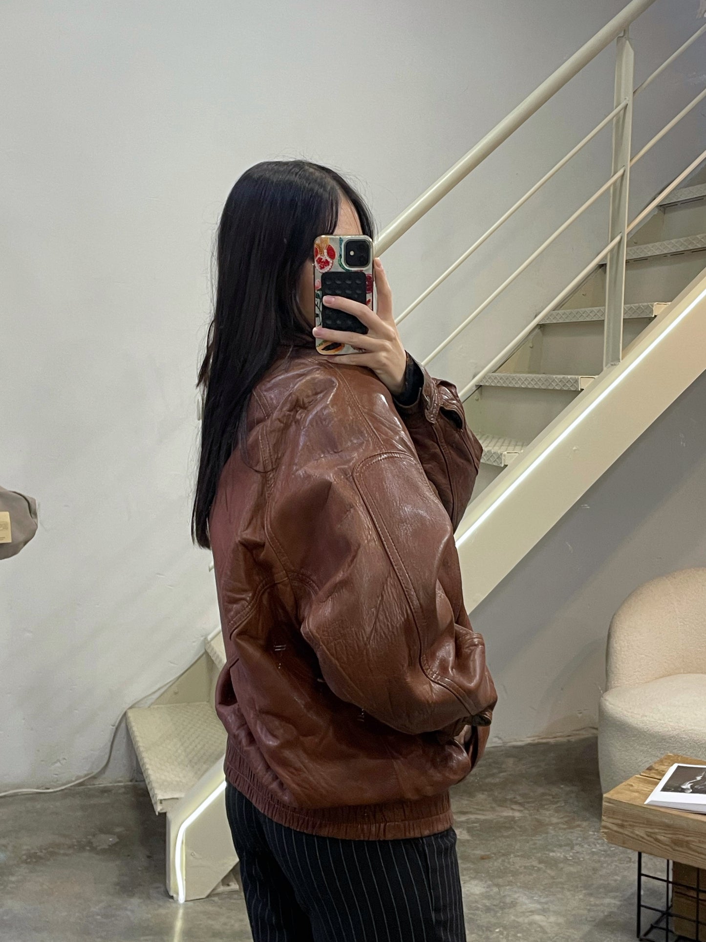Natural Leather Vintage Bomber
