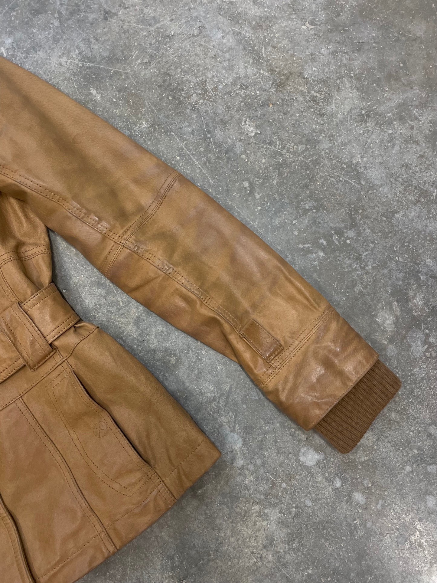 Natural Leather Jacket With Belt