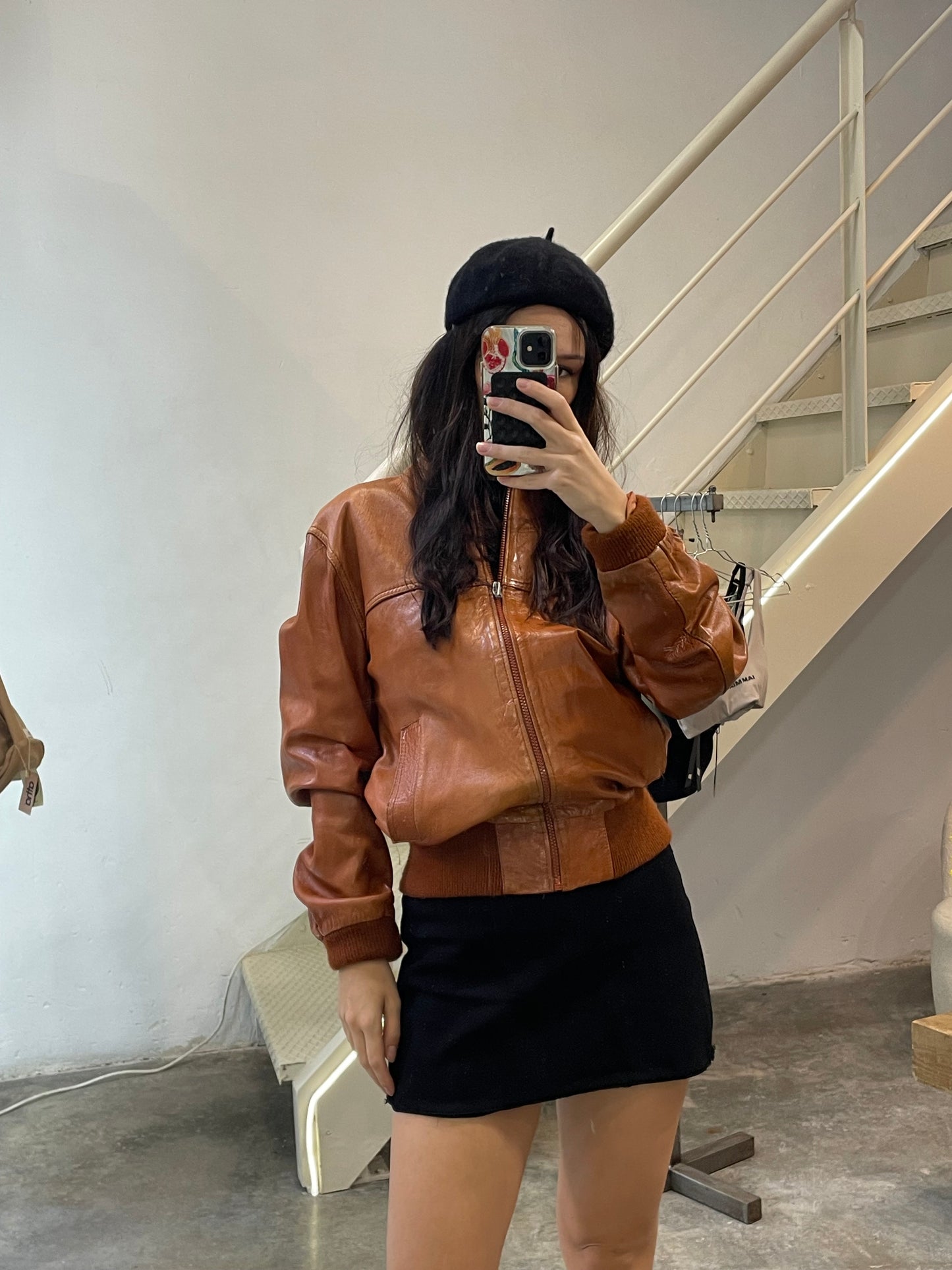 Natural Leather Bomber
