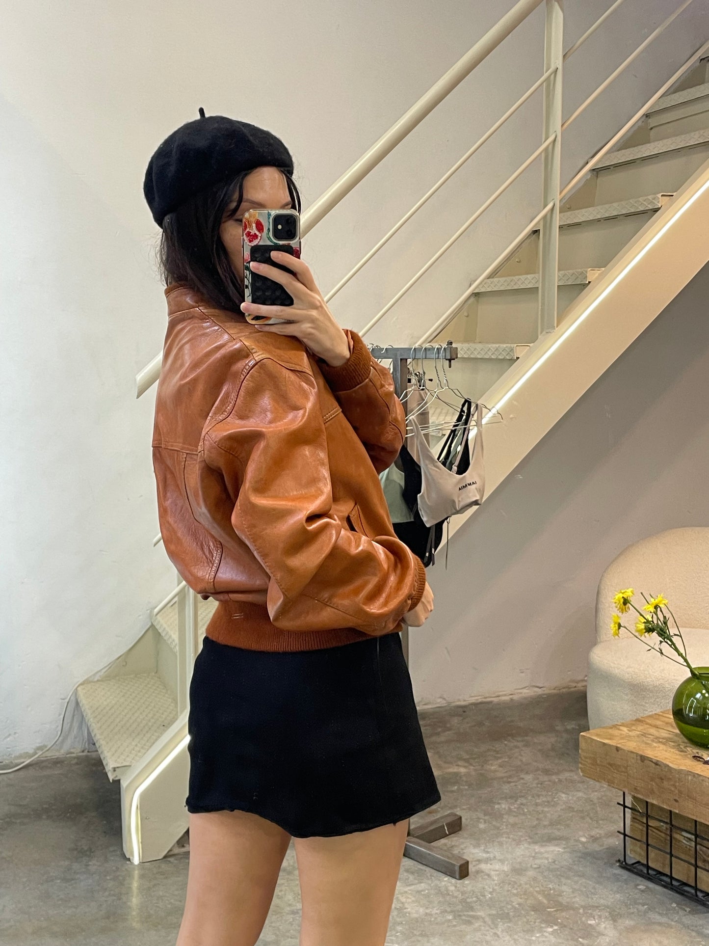 Natural Leather Bomber