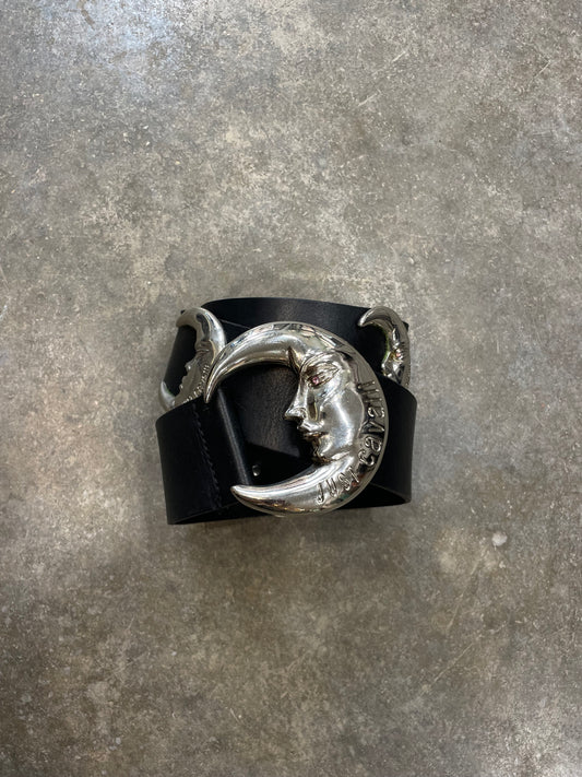 Just Cavalli Moon Silver Buckle Vintage Leather Belt