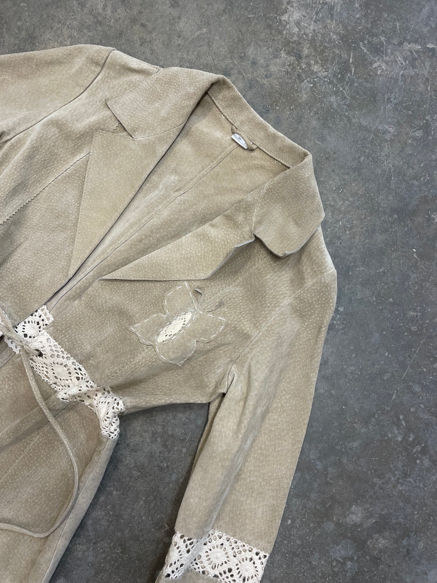 Suede Jacket With Crochet Details