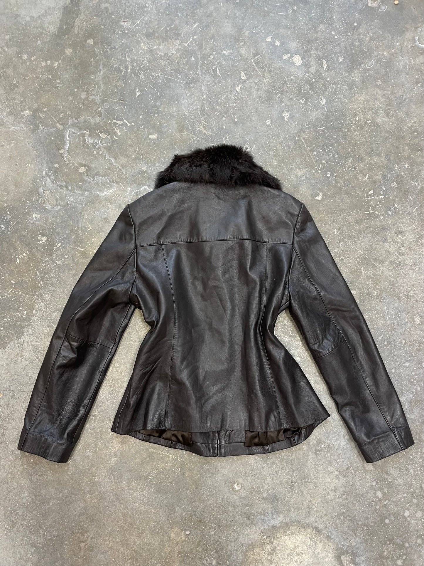 Leather Jacket With a Fur Collar