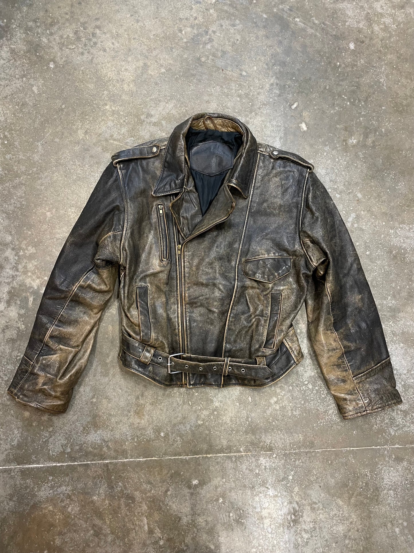 Rustic Leather Biker Jacket