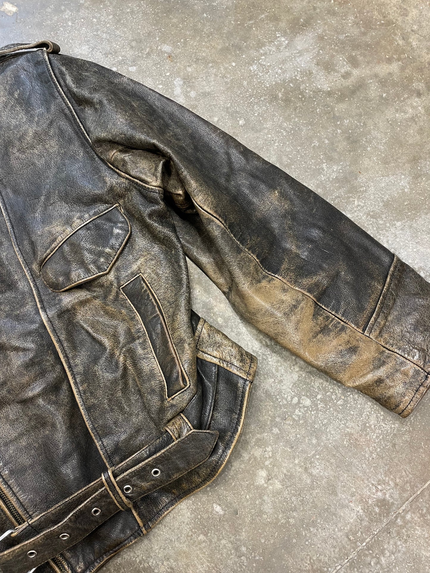 Rustic Leather Biker Jacket