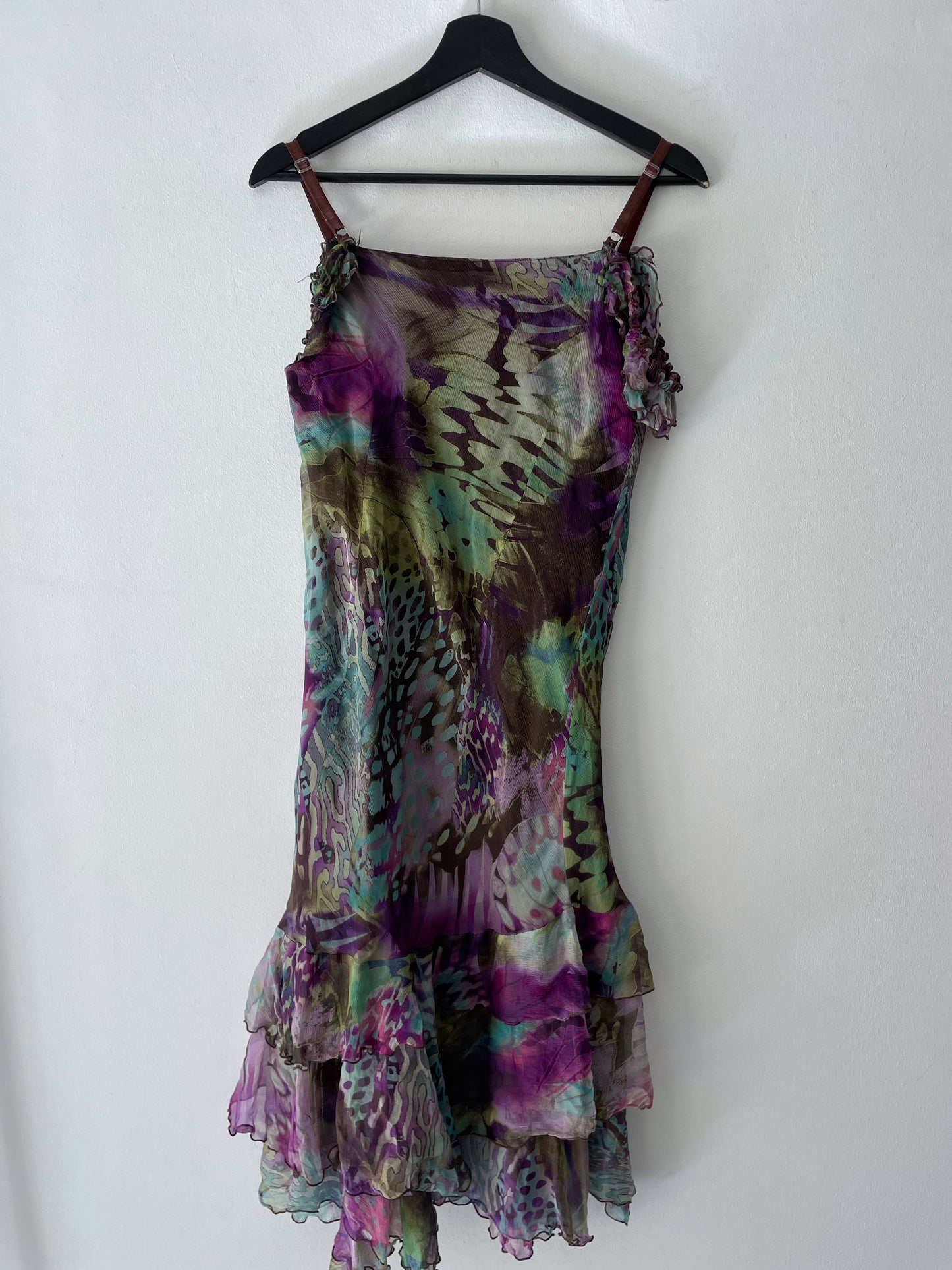 Multicolor Ruffled Silk Dress