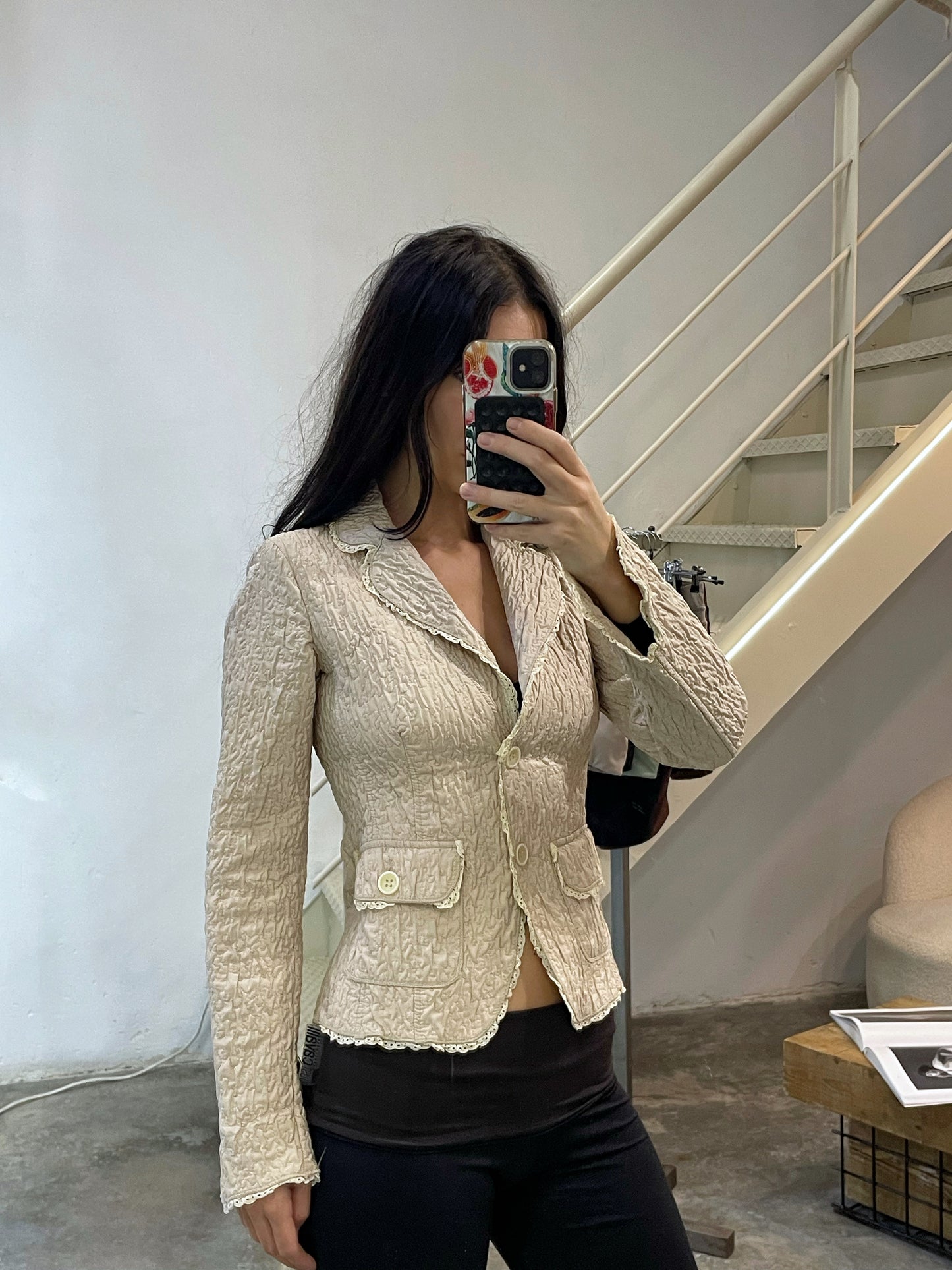 Textured Blouse-Style Jacket