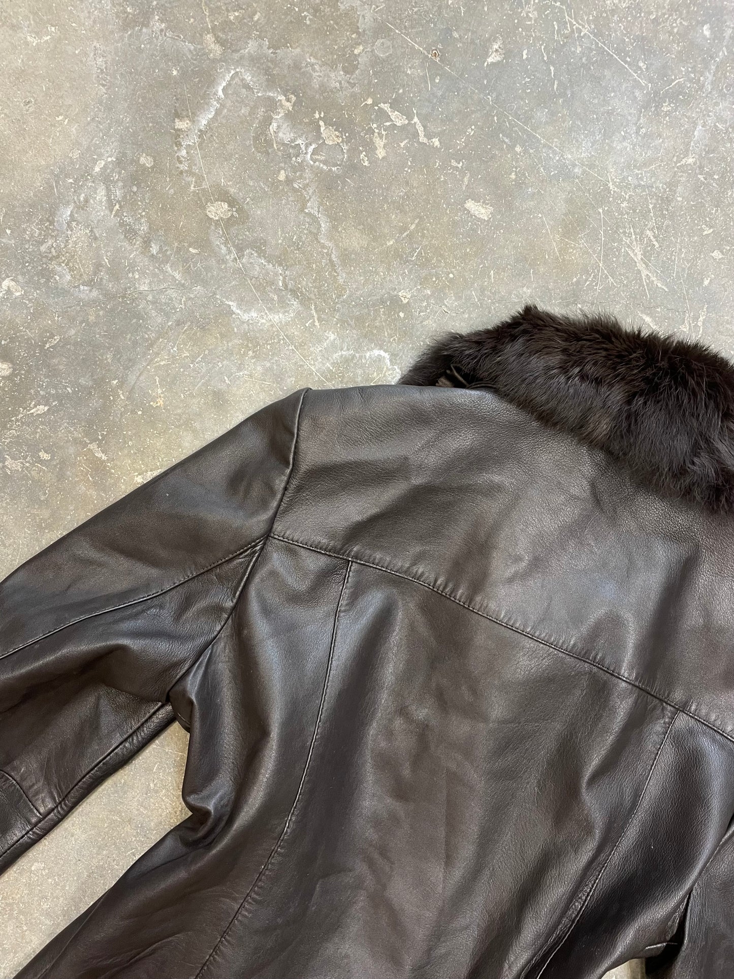 Leather Jacket With a Fur Collar